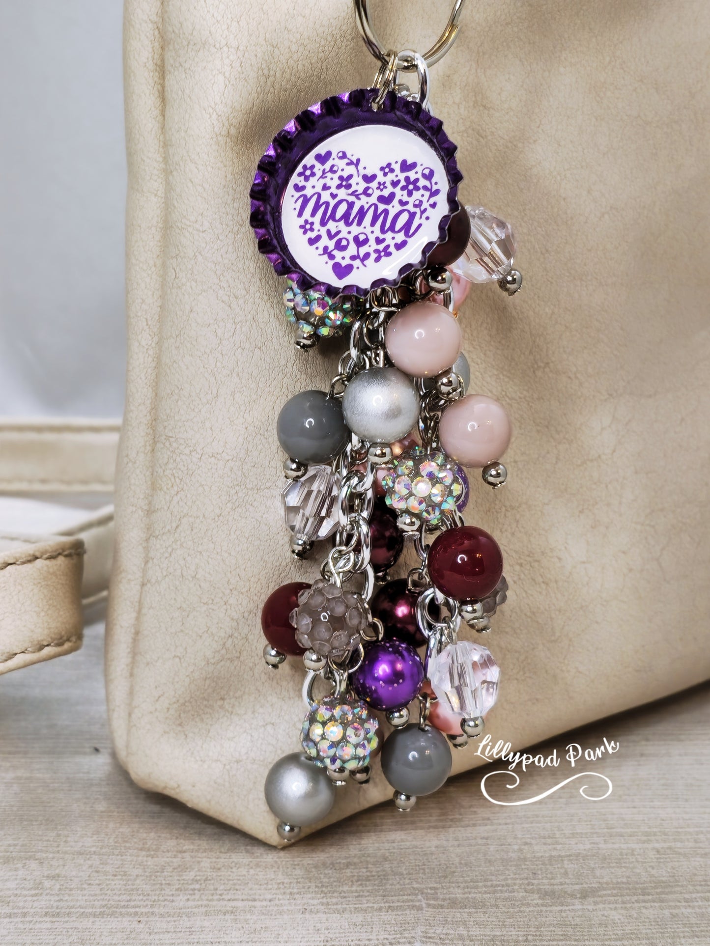 Handmade Beaded Purse Charm or Bag Charm that dangles like a keychain