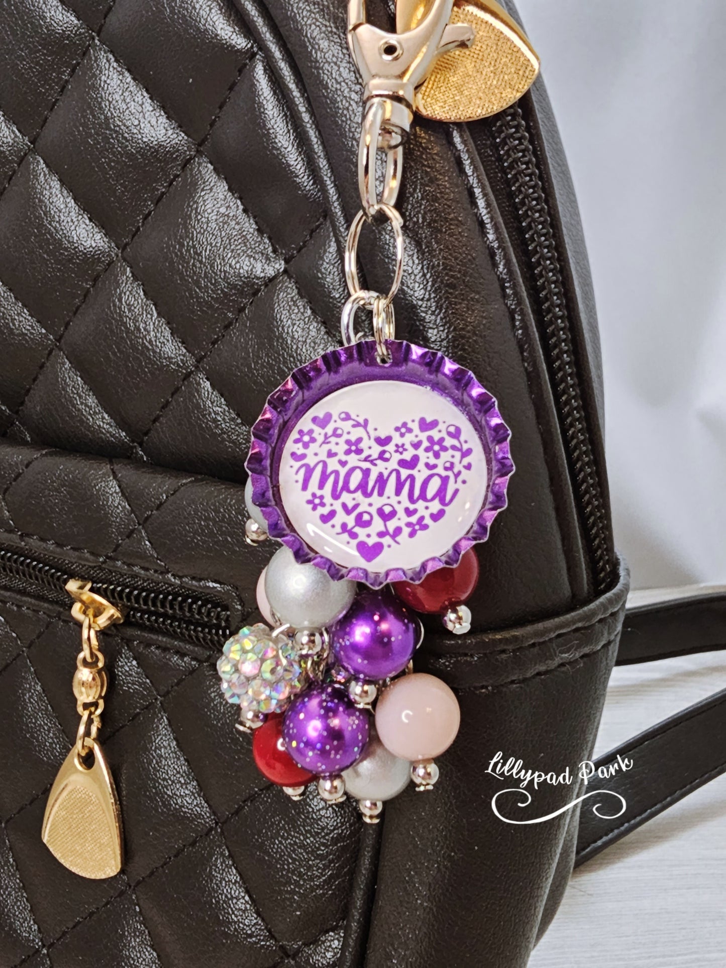 Handmade Beaded Mini Purse Charm or Bag Charm that dangles like a keychain