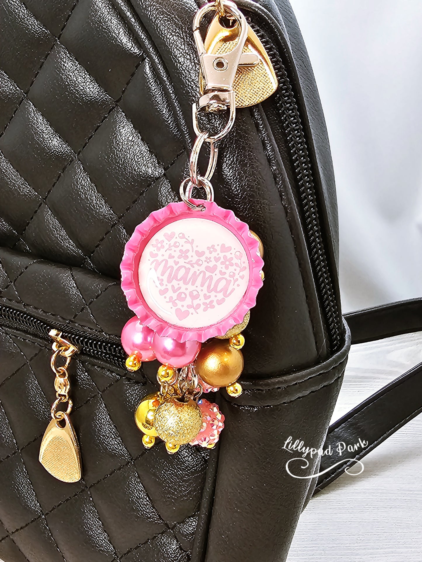 Handmade Beaded Mini Purse Charm or Bag Charm that dangles like a keychain
