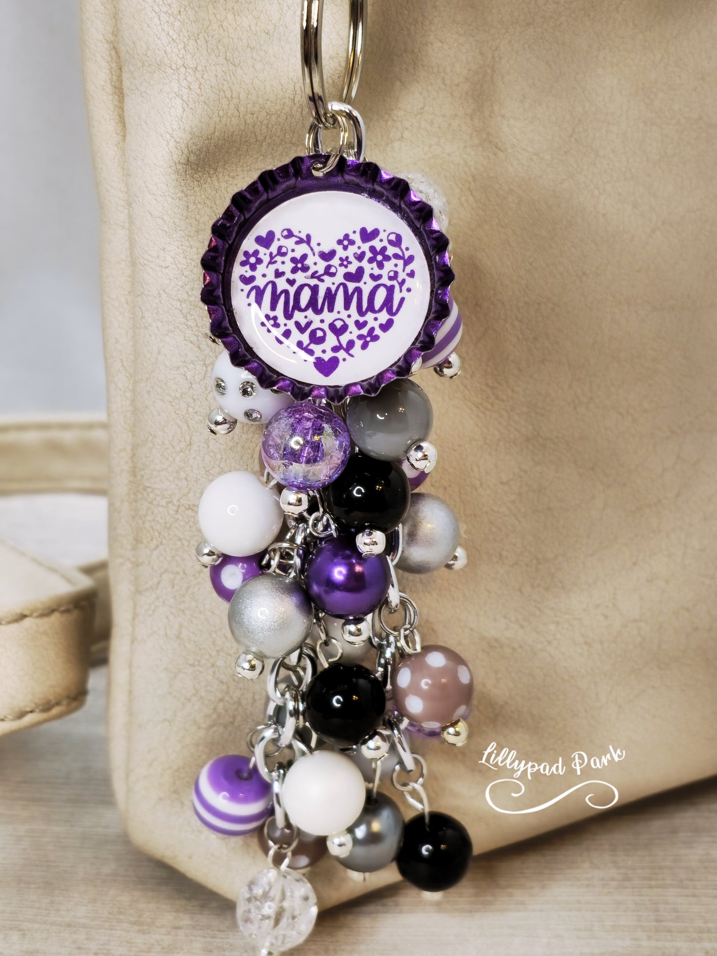 Handmade Beaded Purse Charm or Bag Charm that dangles like a keychain