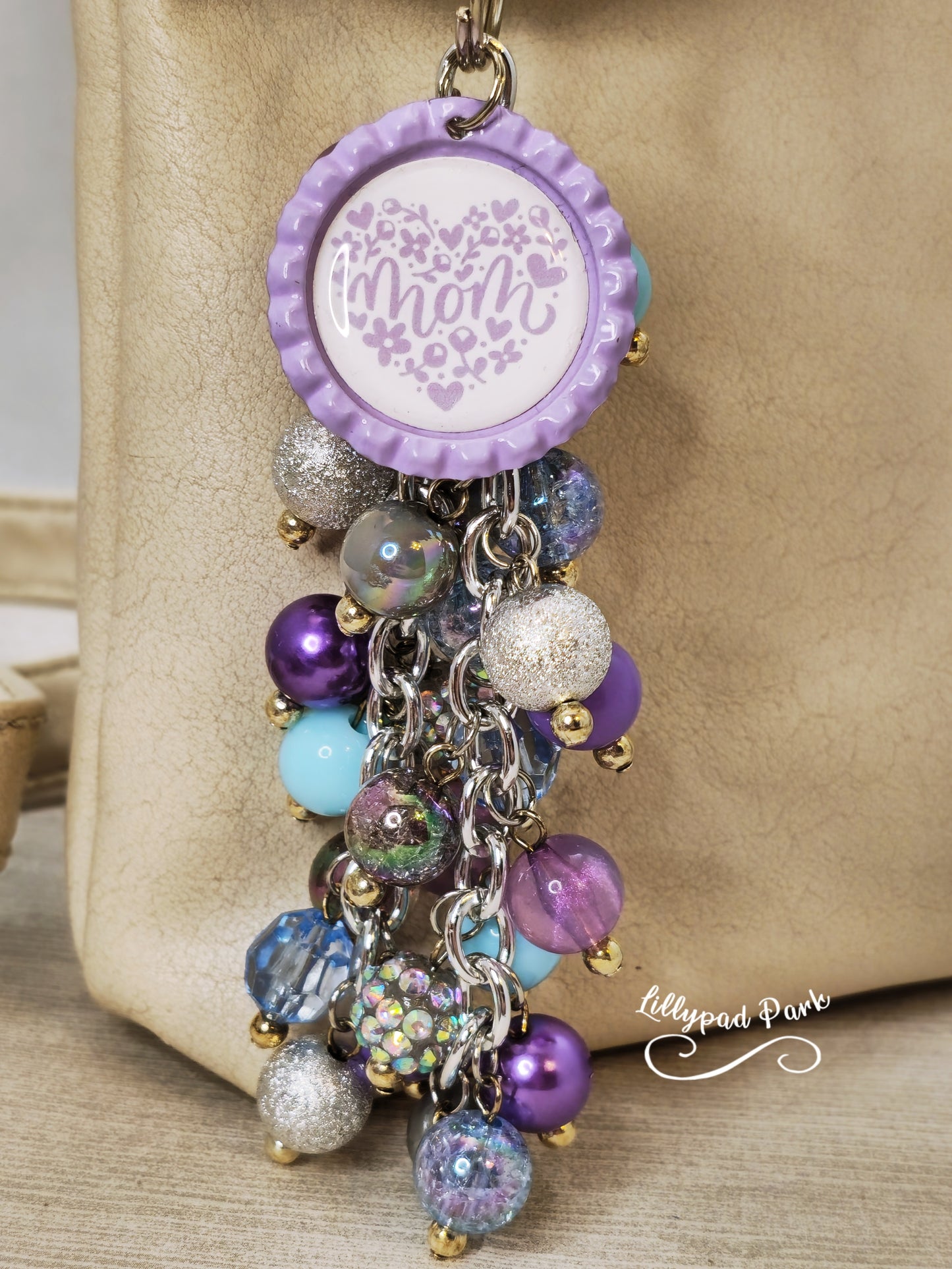 Handmade Beaded Purse Charm or Bag Charm that dangles like a keychain
