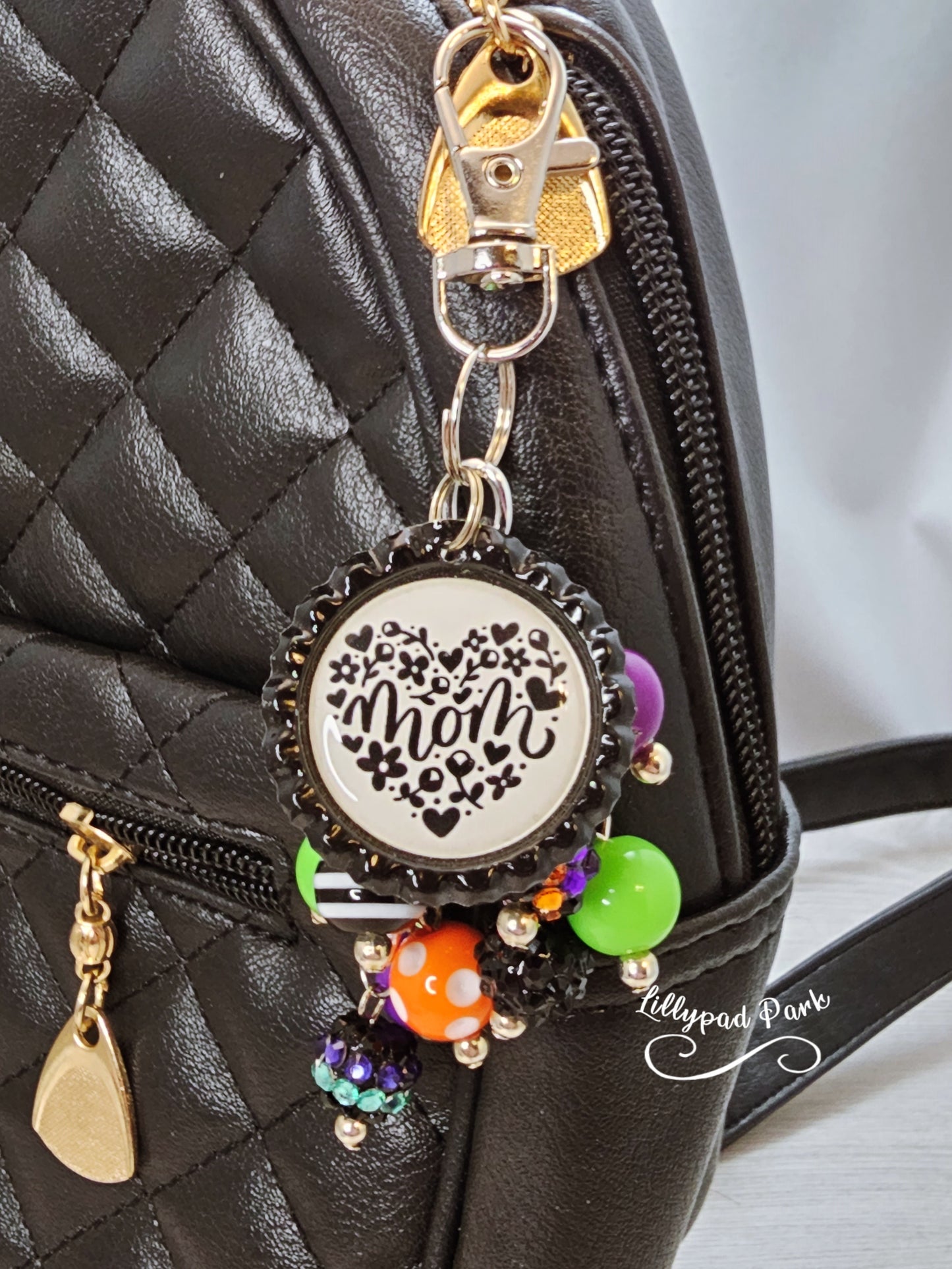 Handmade Beaded Mini Purse Charm or Bag Charm that dangles like a keychain