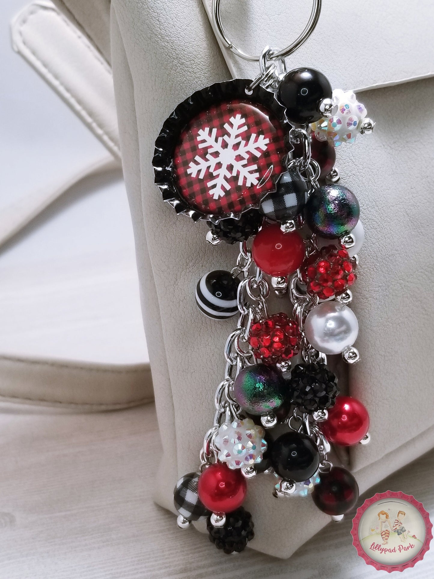 Snowflake Buffalo Plaid Purse Charm