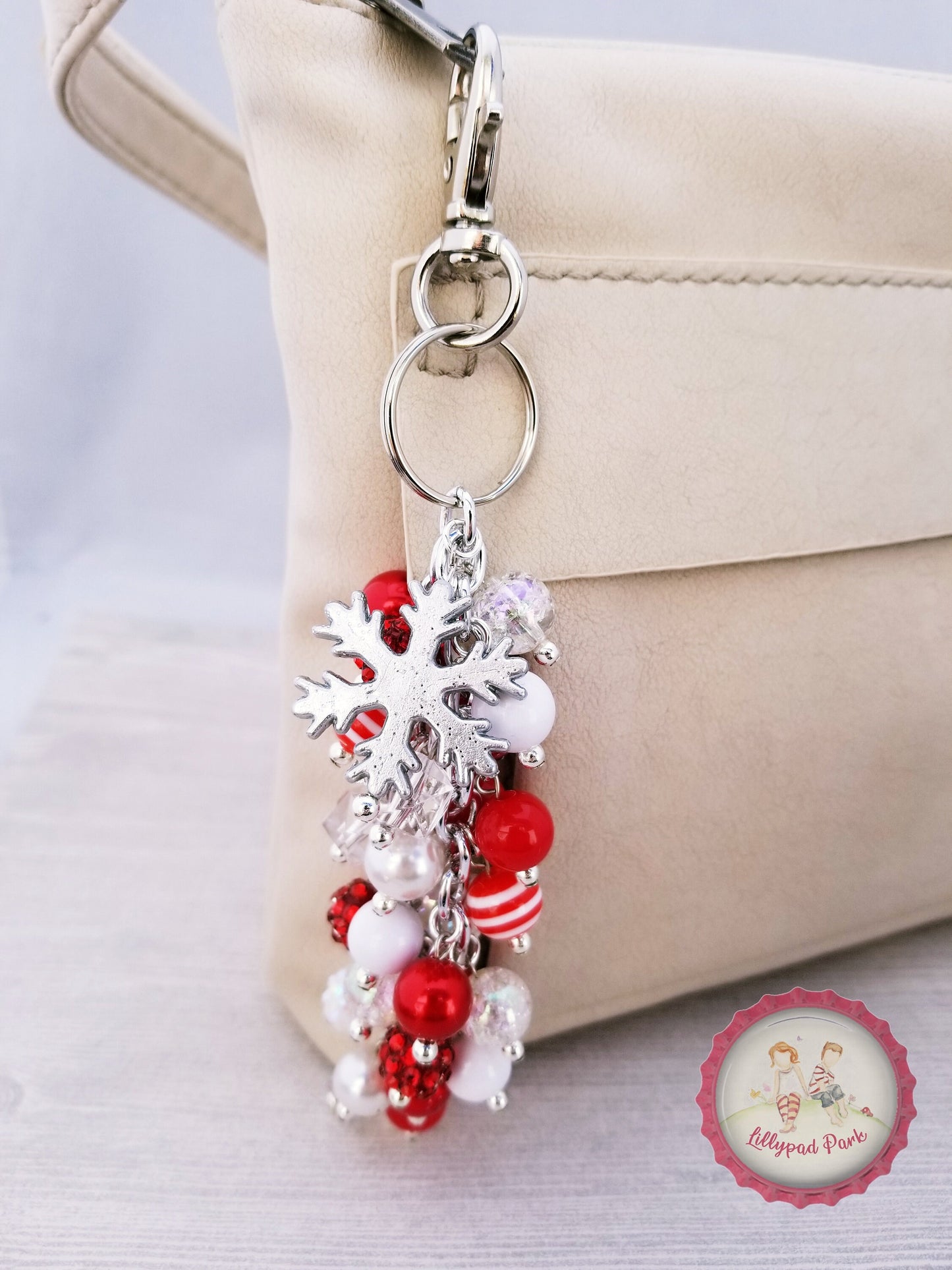 Snowflake Candy Cane Purse Charm