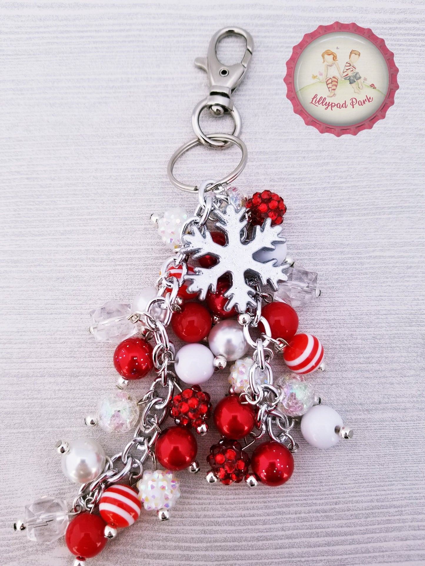 Snowflake Candy Cane Purse Charm