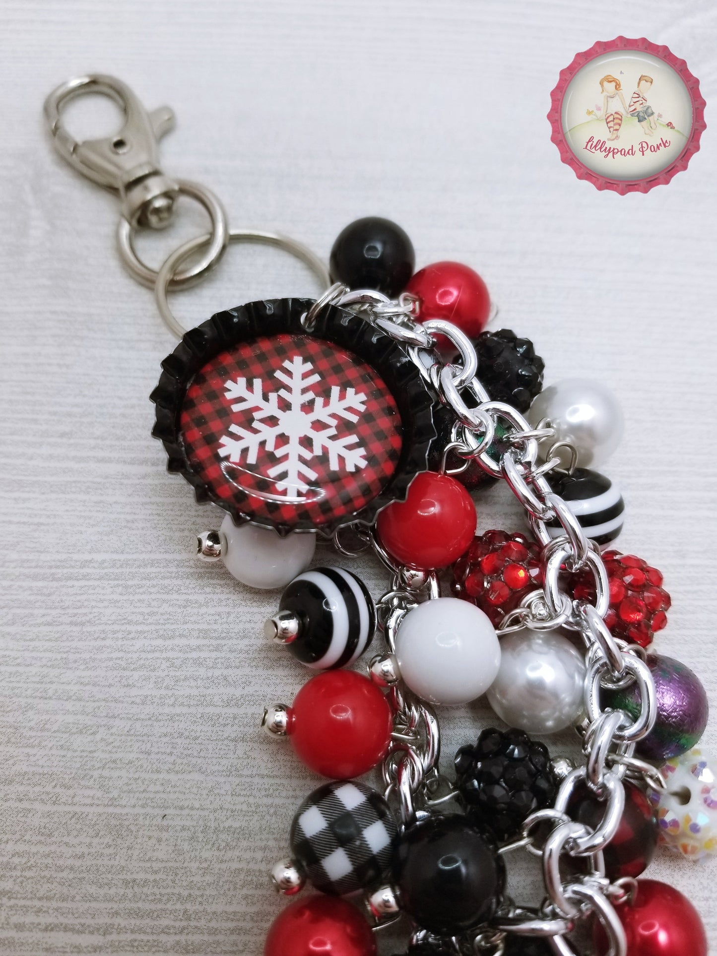 Snowflake Buffalo Plaid Purse Charm