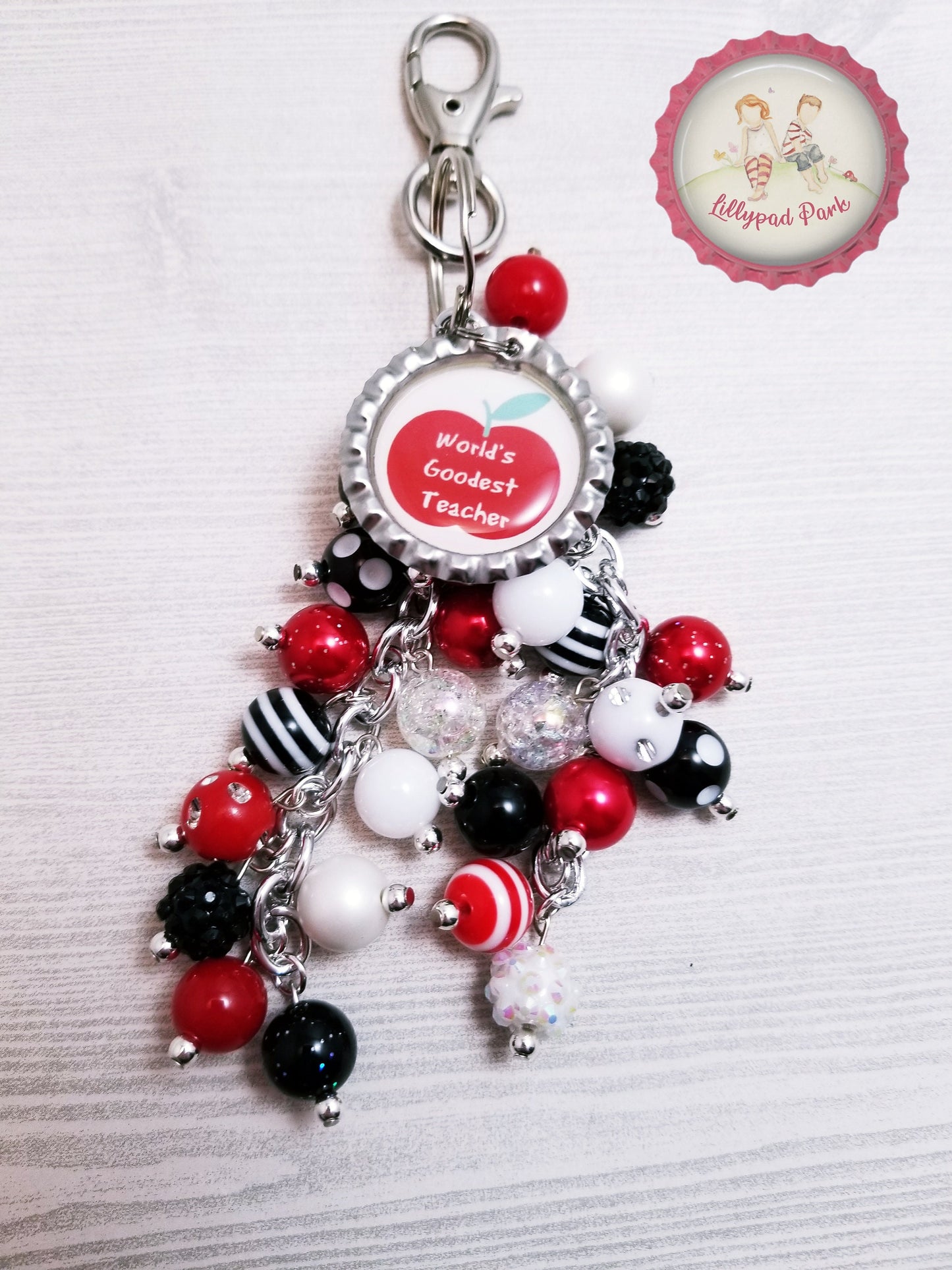 World's Goodest Teacher Black Tie Affair Purse Charm