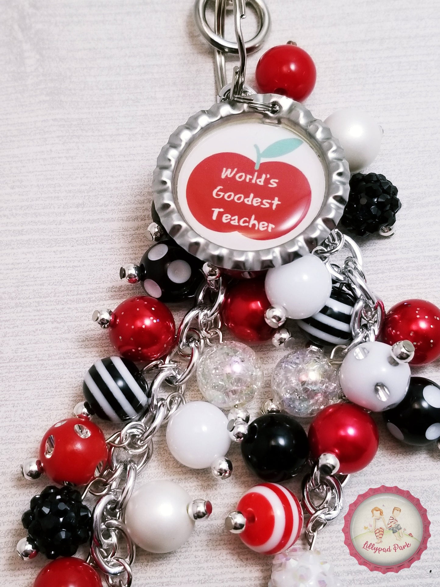 World's Goodest Teacher Black Tie Affair Purse Charm