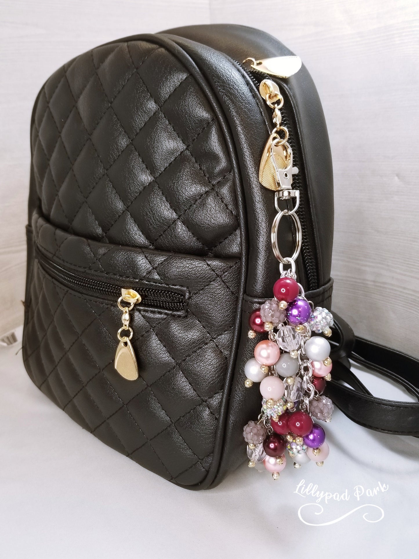 Crystal Plum Purse Charm