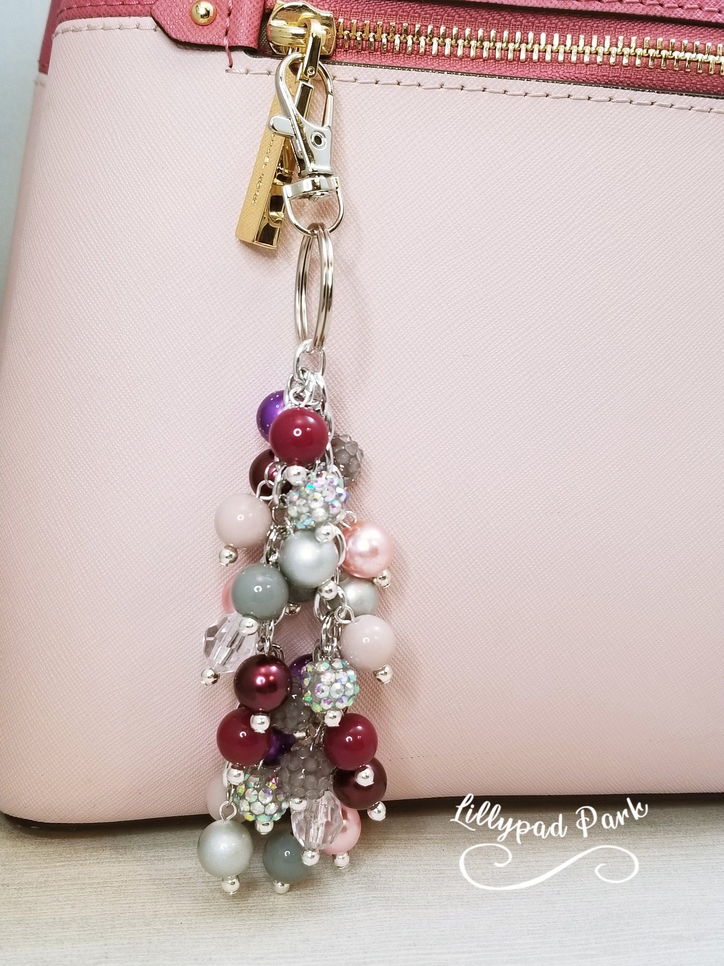Crystal Plum Purse Charm