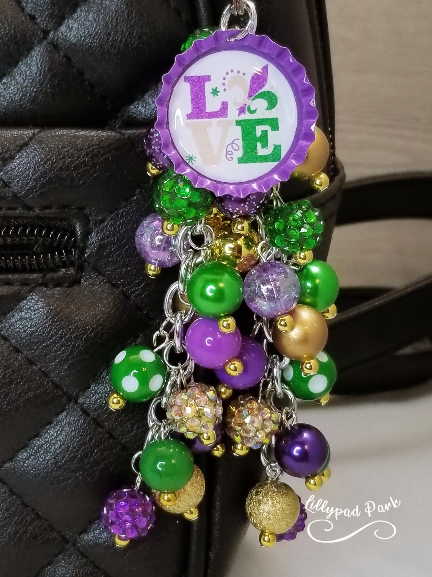 Love Fleur De Lis Mardi Gras Purse Charm