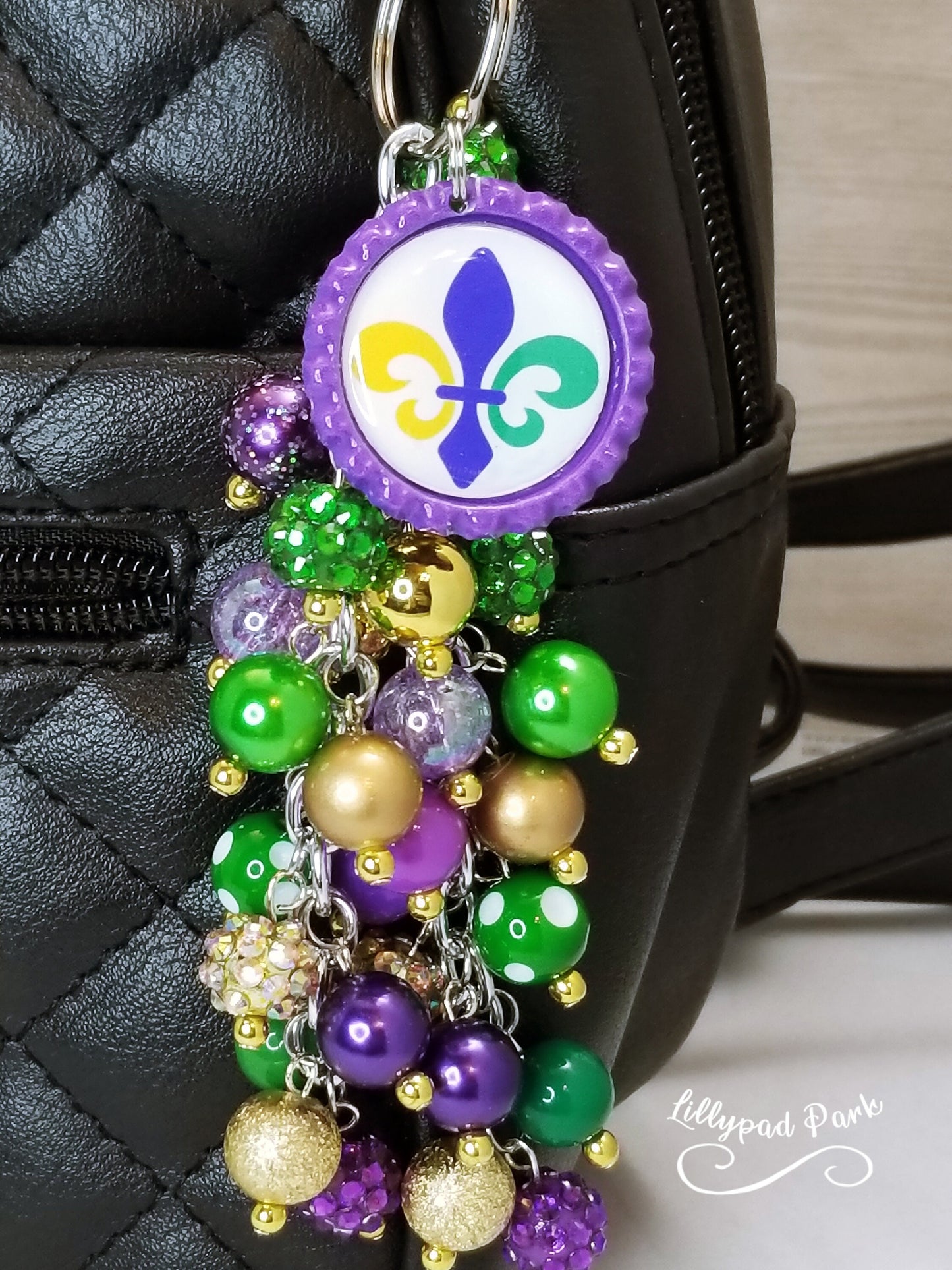 Fleur De Lis Mardi Gras Purse charm