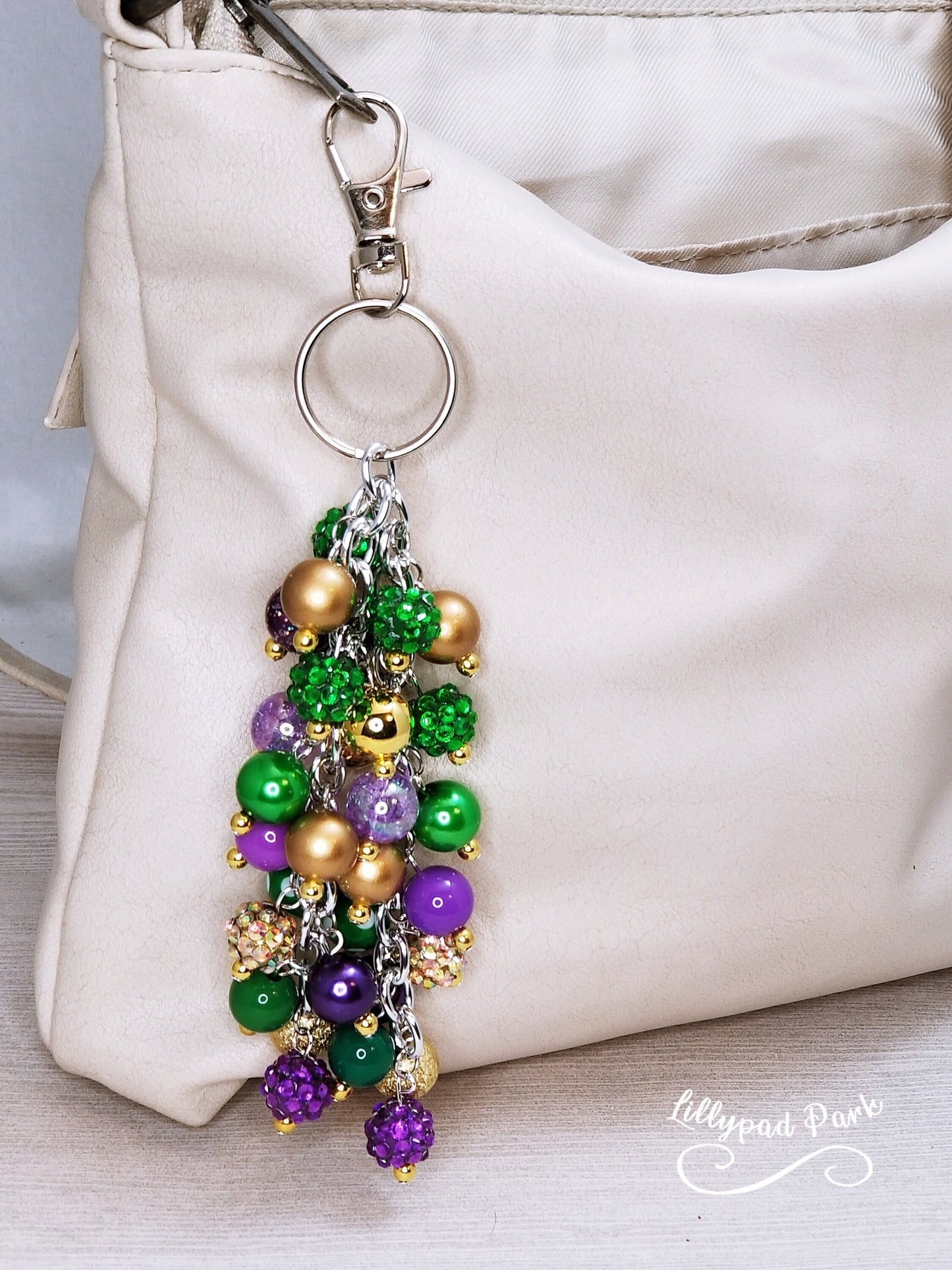 Love Fleur De Lis Mardi Gras Purse Charm