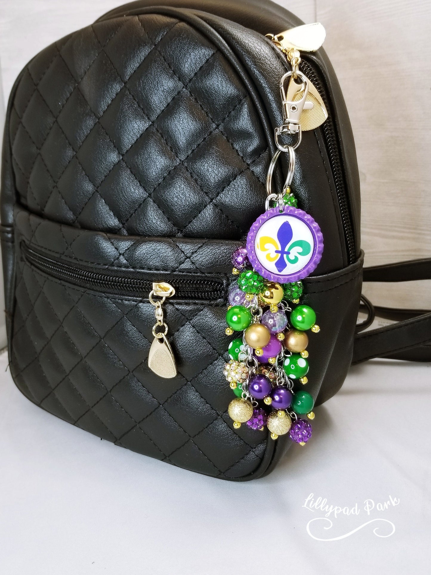 Fleur De Lis Mardi Gras Purse charm