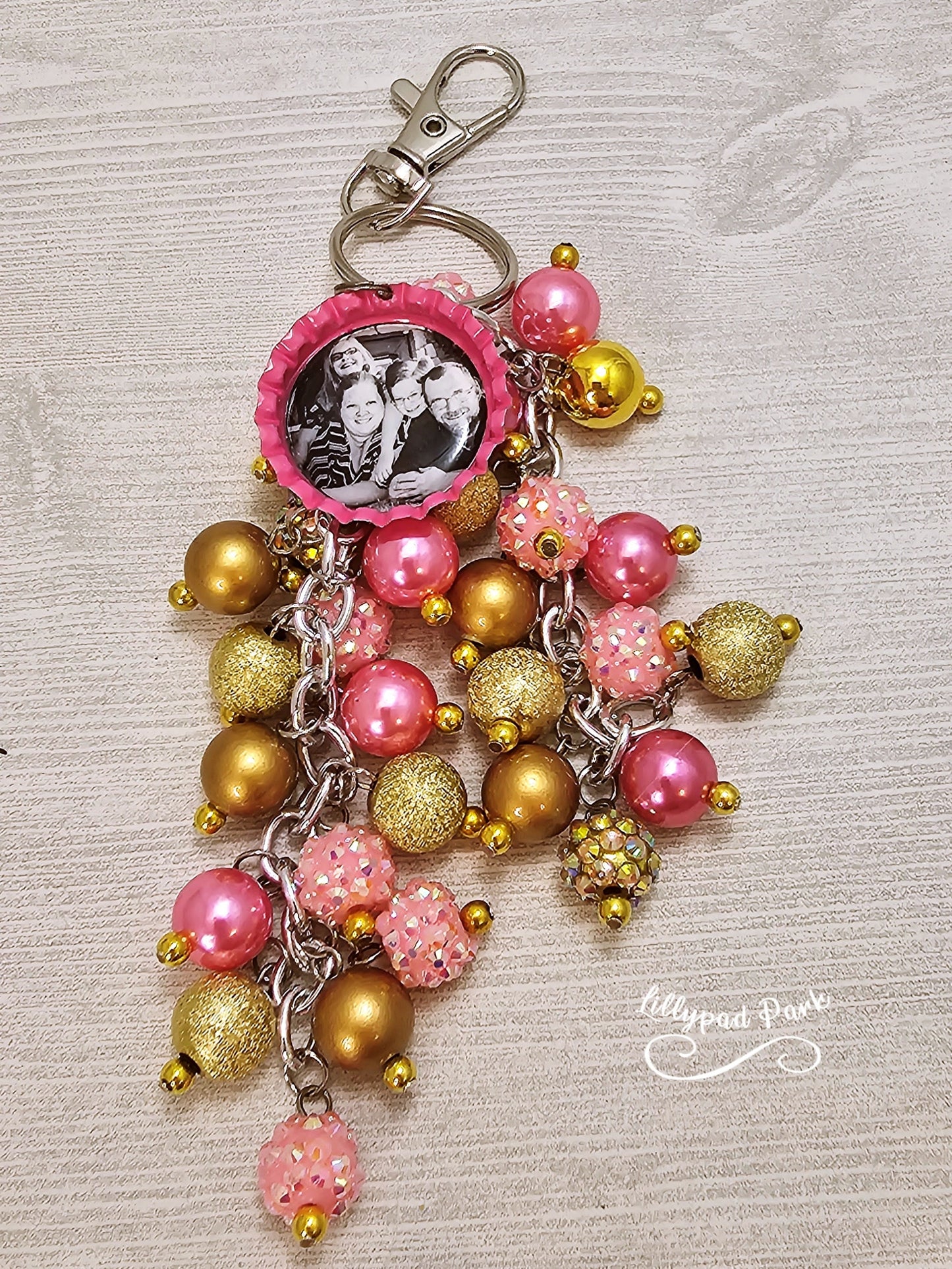 Picture Mothers day gift, Pink and Gold Purse Charm