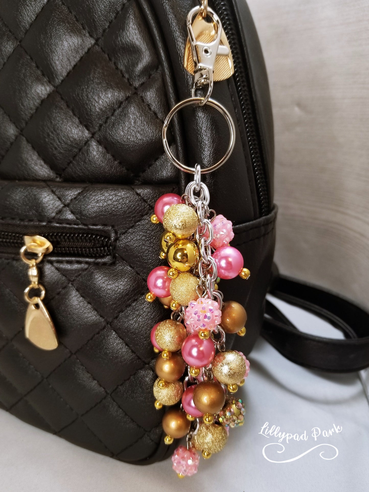 Picture Mothers day gift, Pink and Gold Purse Charm