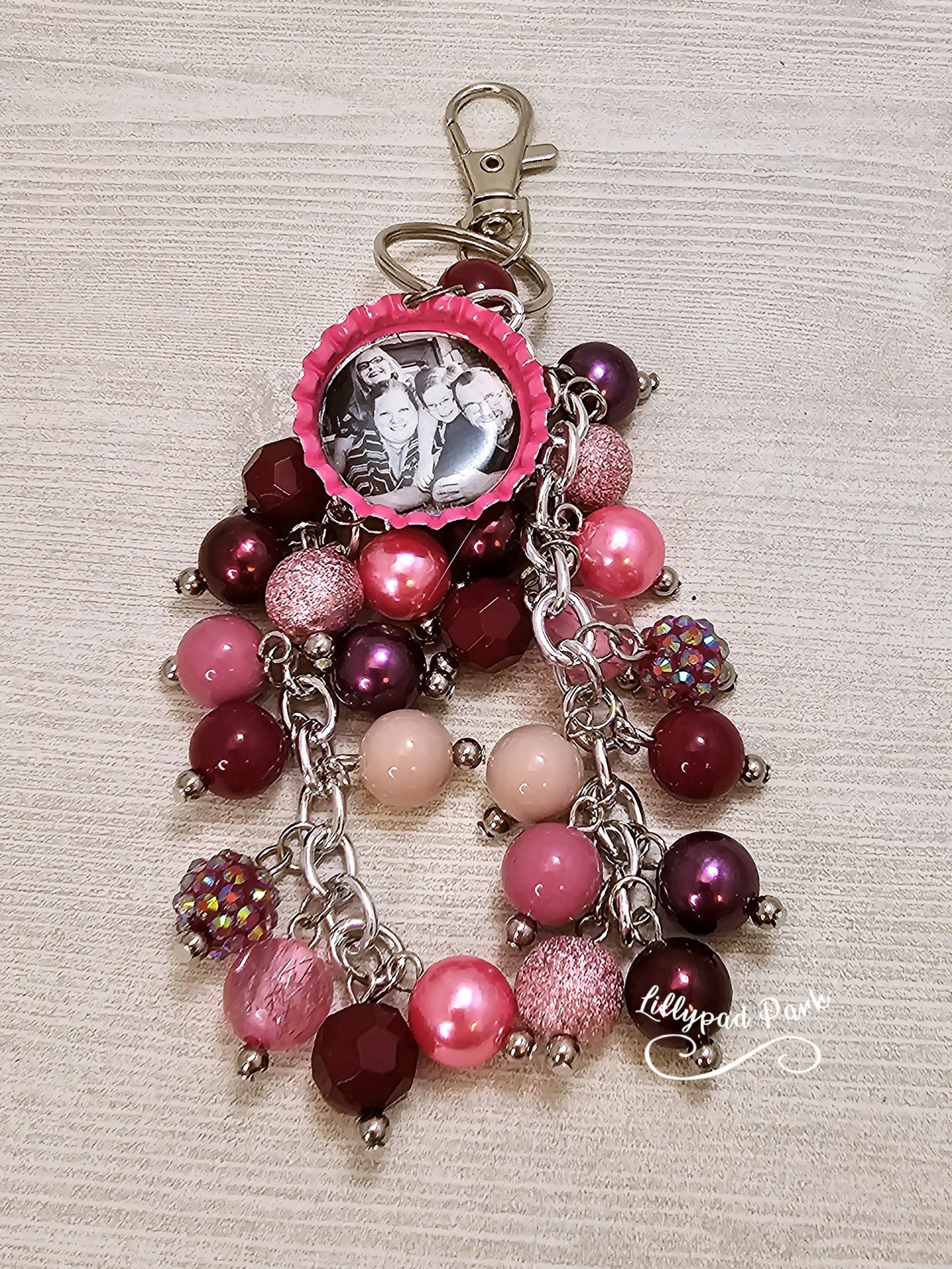 Picture Mothers day gift, Plum and Maroon Purse Charm