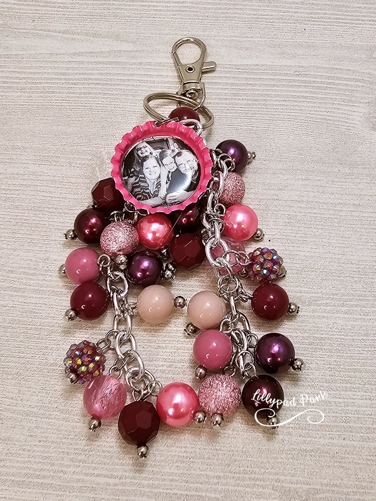 Picture Mothers day gift, Plum and Maroon Purse Charm