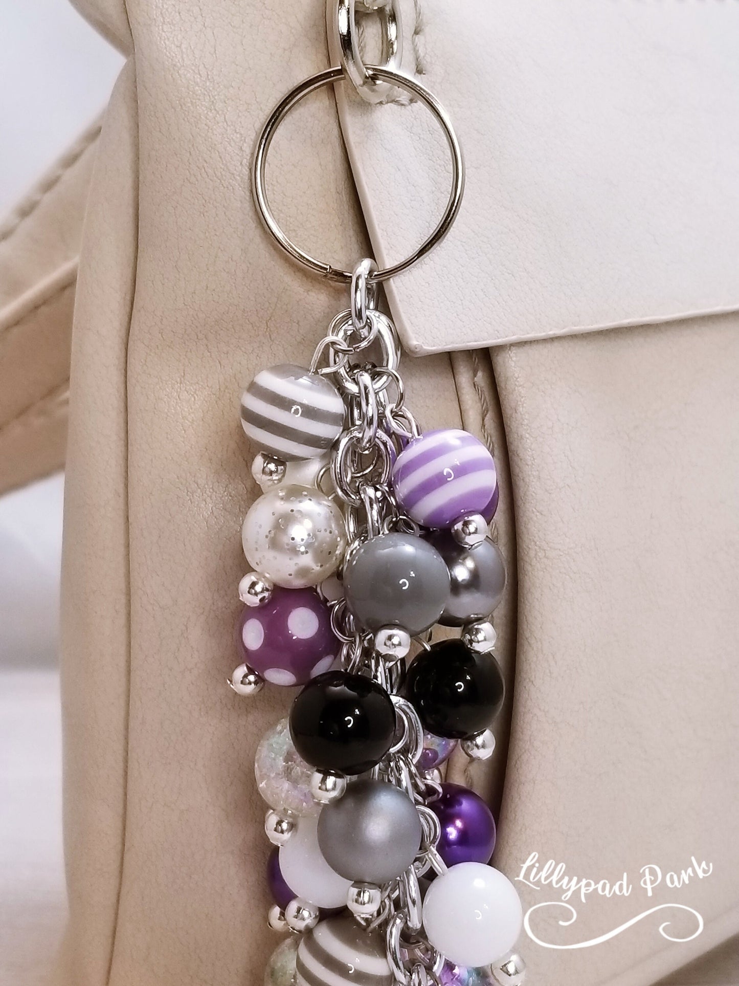 Picture Mothers day gift, Purple, Gray, Black and White Purse Charm