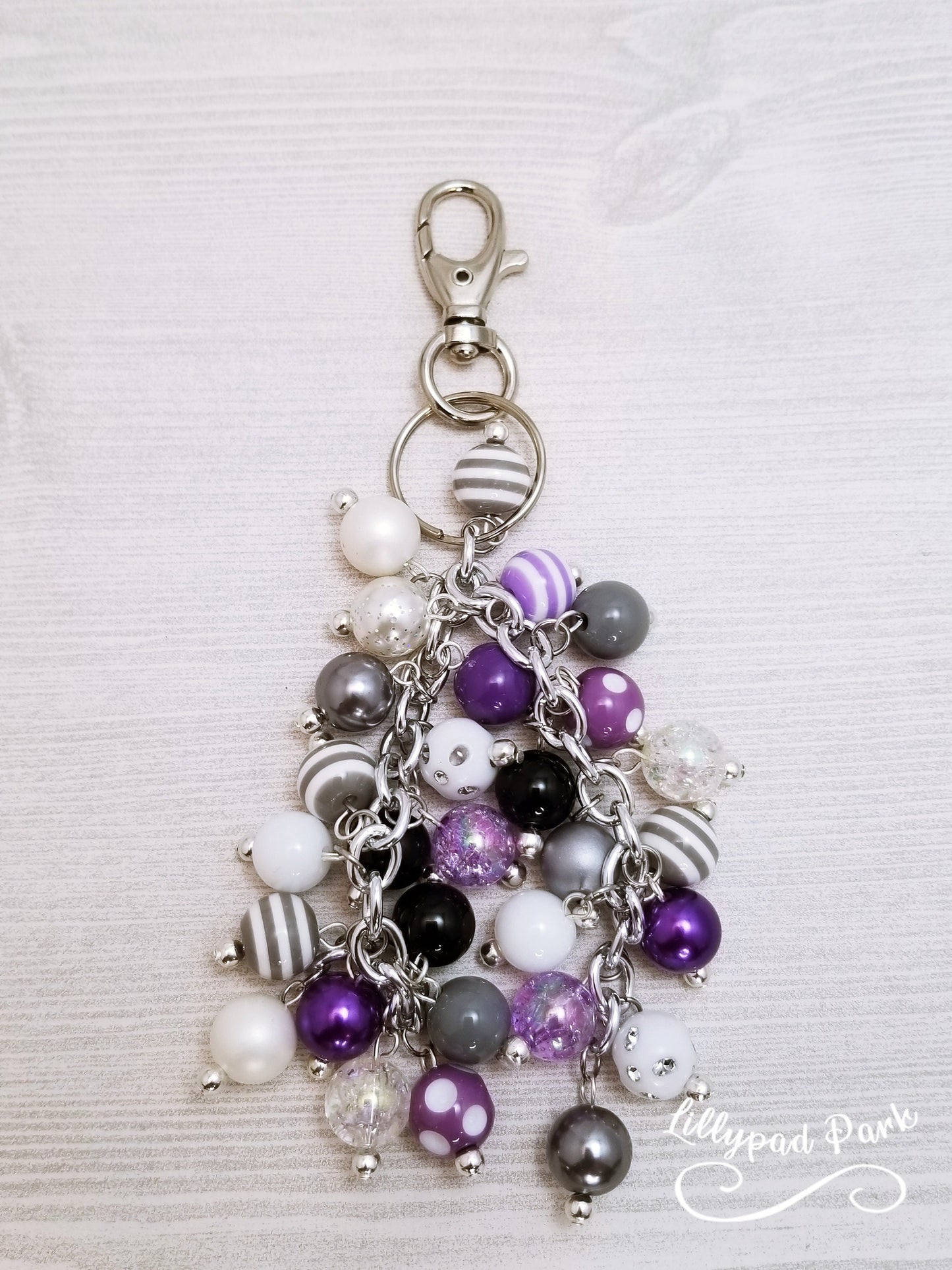 Picture Mothers day gift, Purple, Gray, Black and White Purse Charm