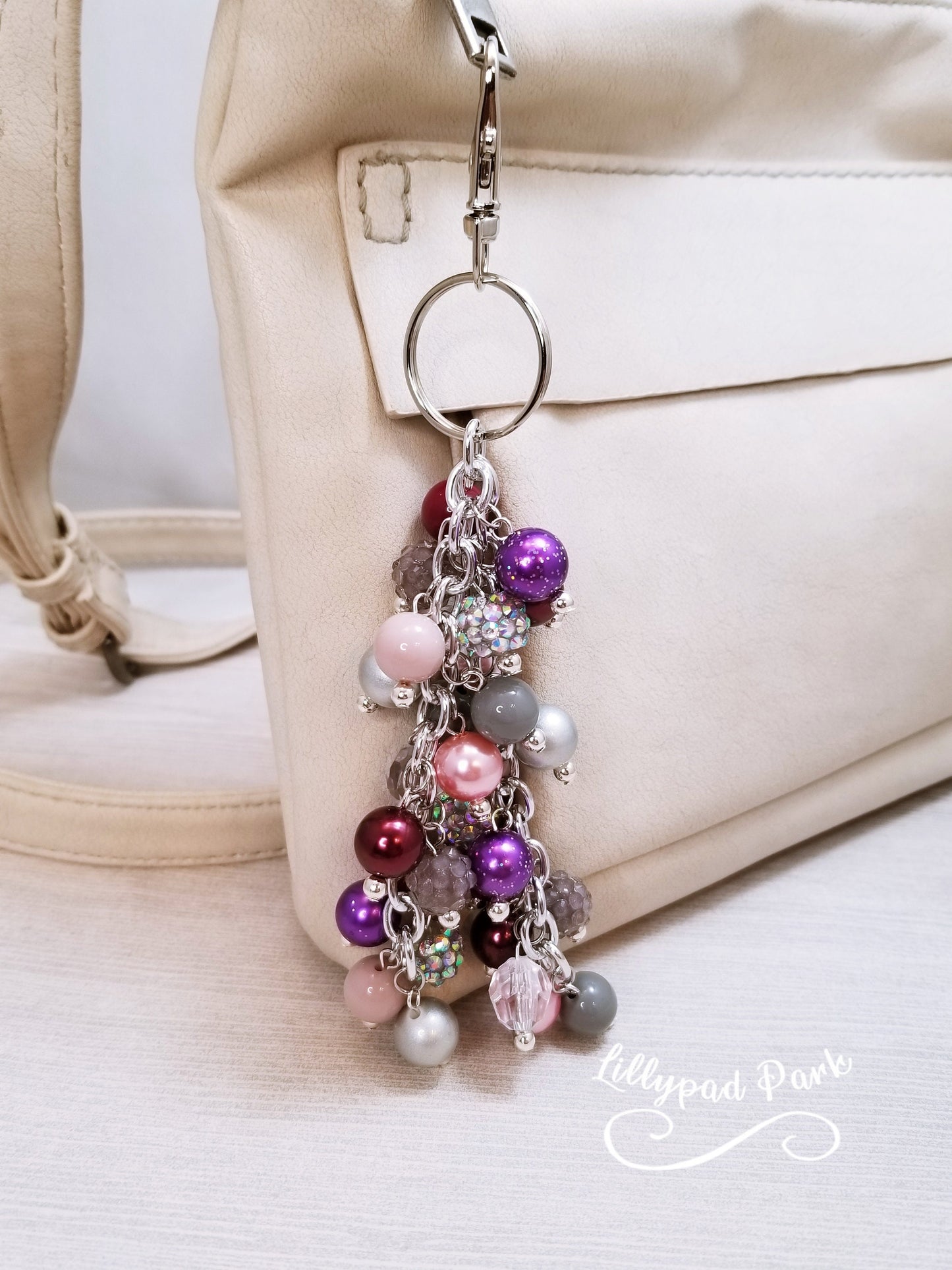 Picture Mothers day gift, Blush, Maroon, Purple and Gray Purse Charm