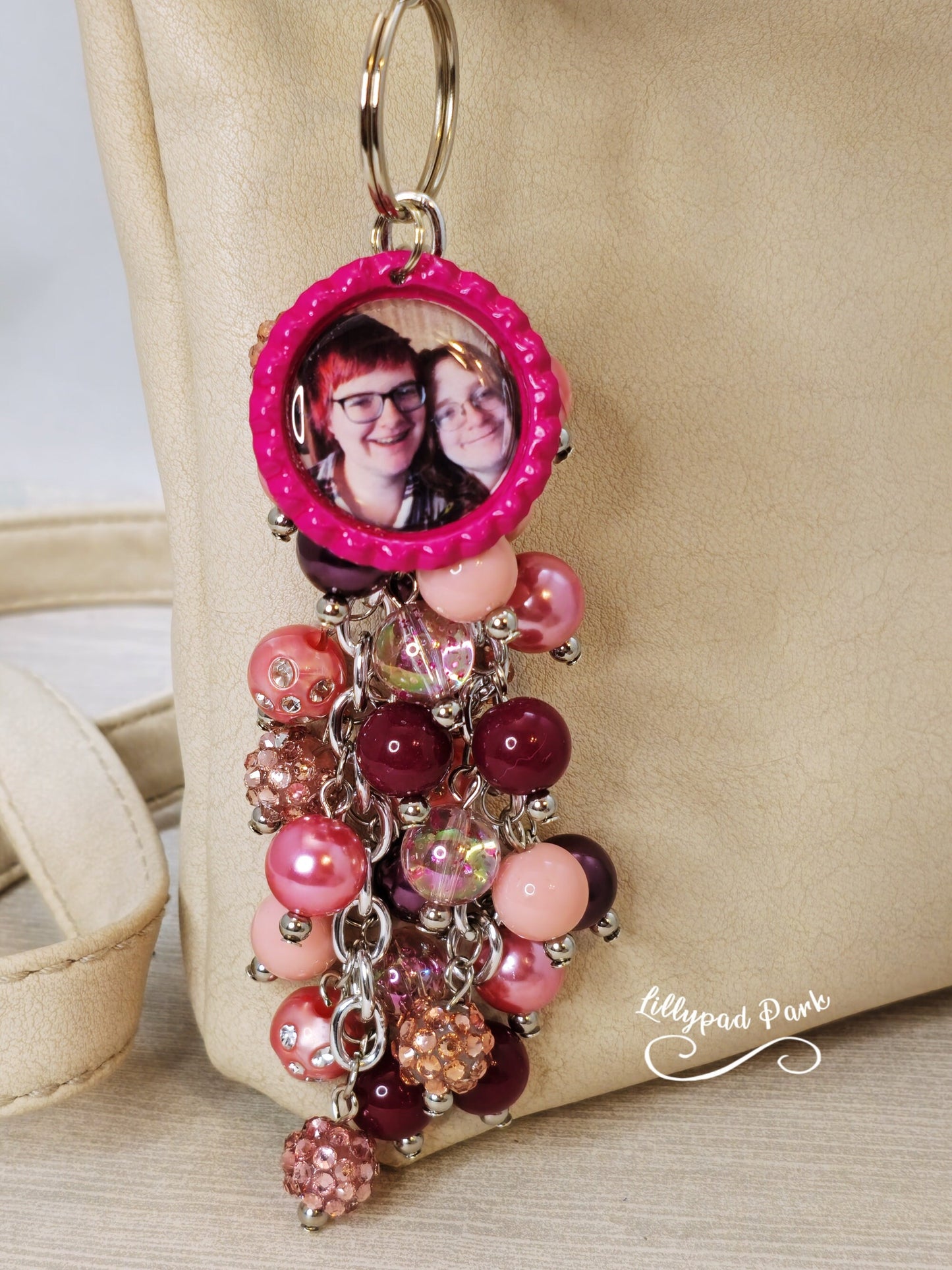 Picture Purse Charm, Pink and Maroon Purse Charm