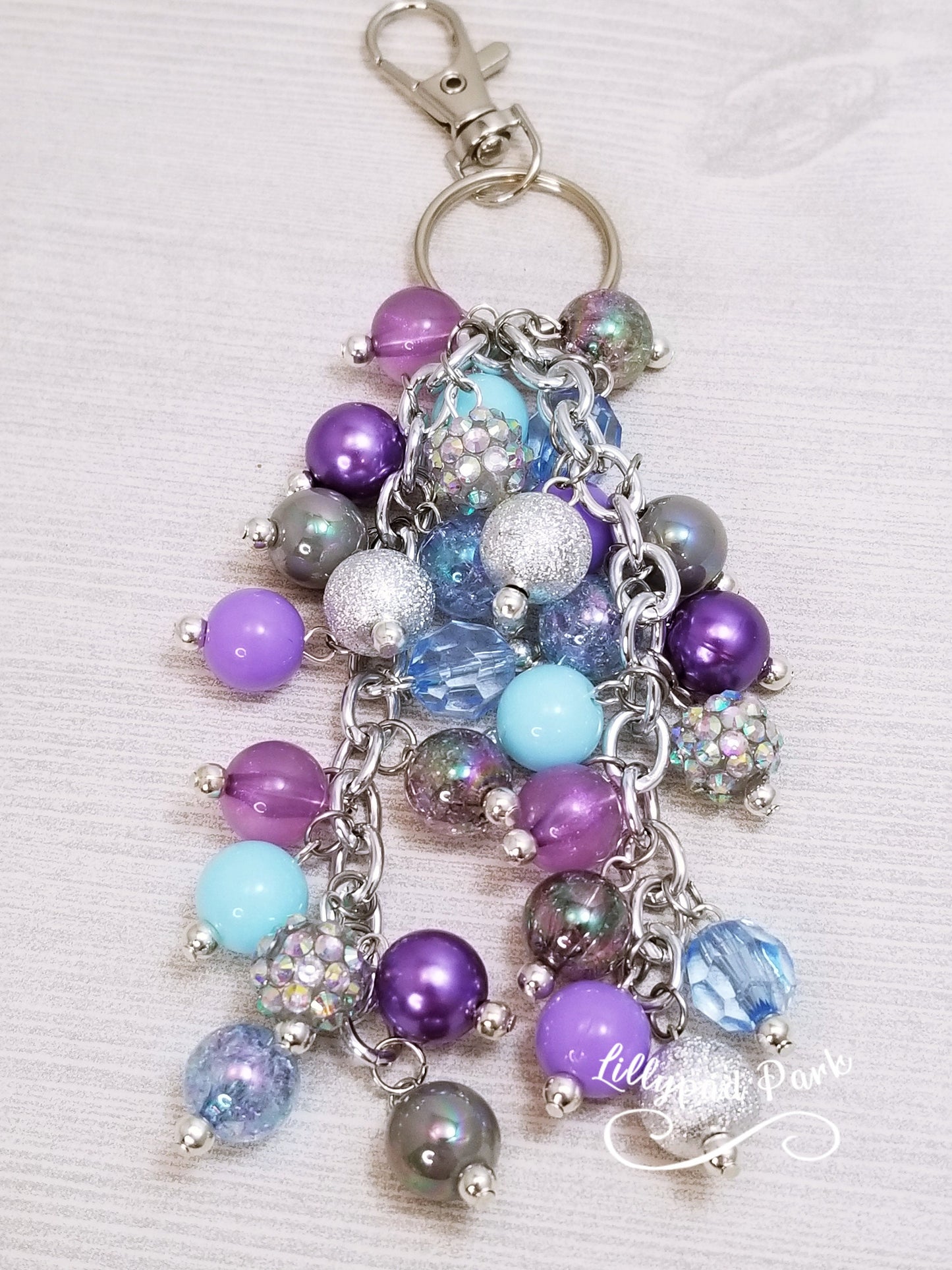 Picture Mothers day gift, Silver, Gray Blue and Purple, Purse Charm