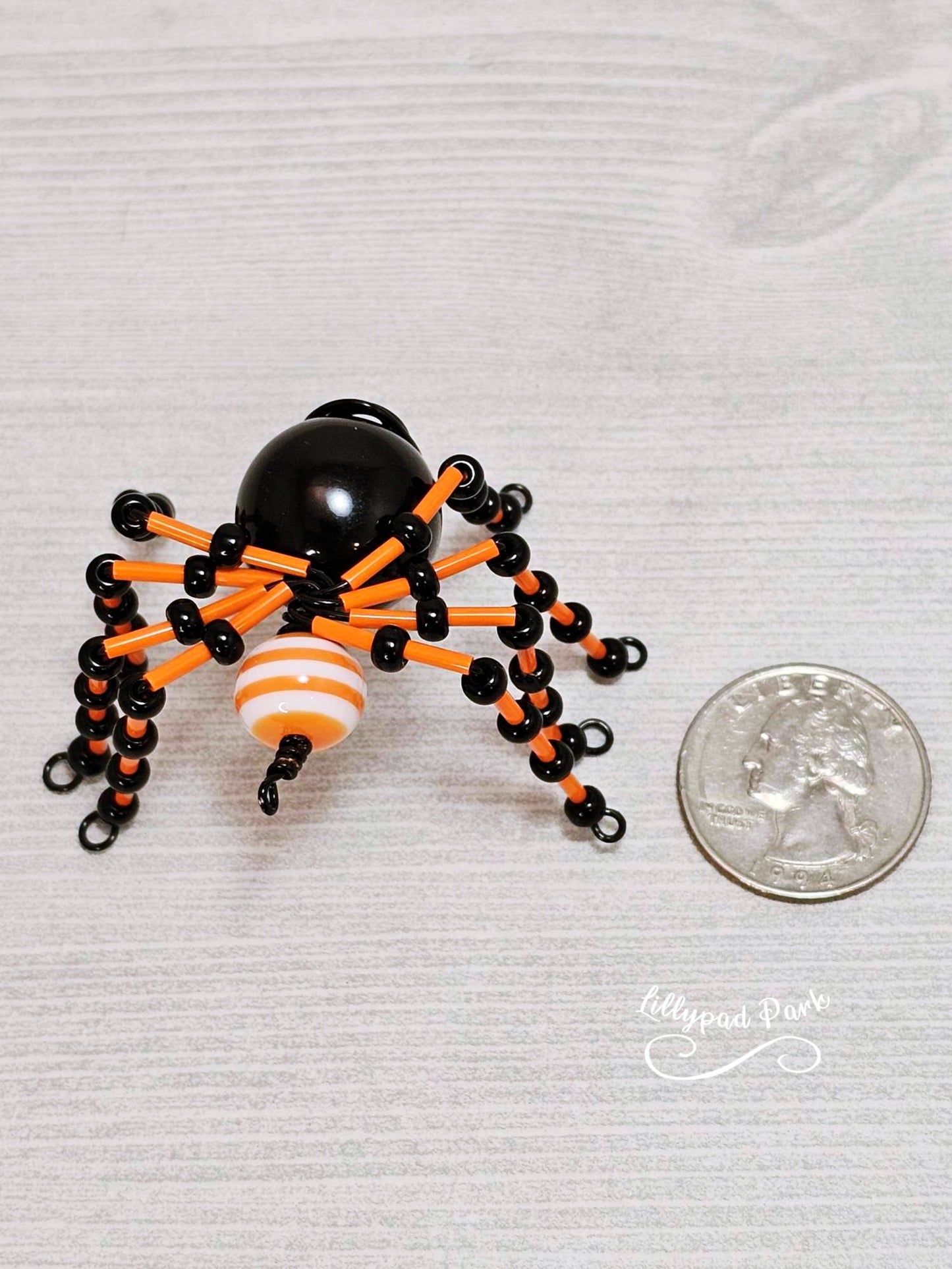 Orange and Black Beaded Spider, Halloween Spider