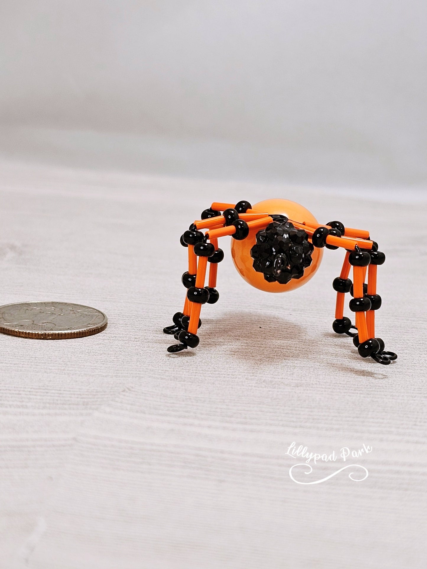 Orange Black Beaded Spider, Halloween Spider