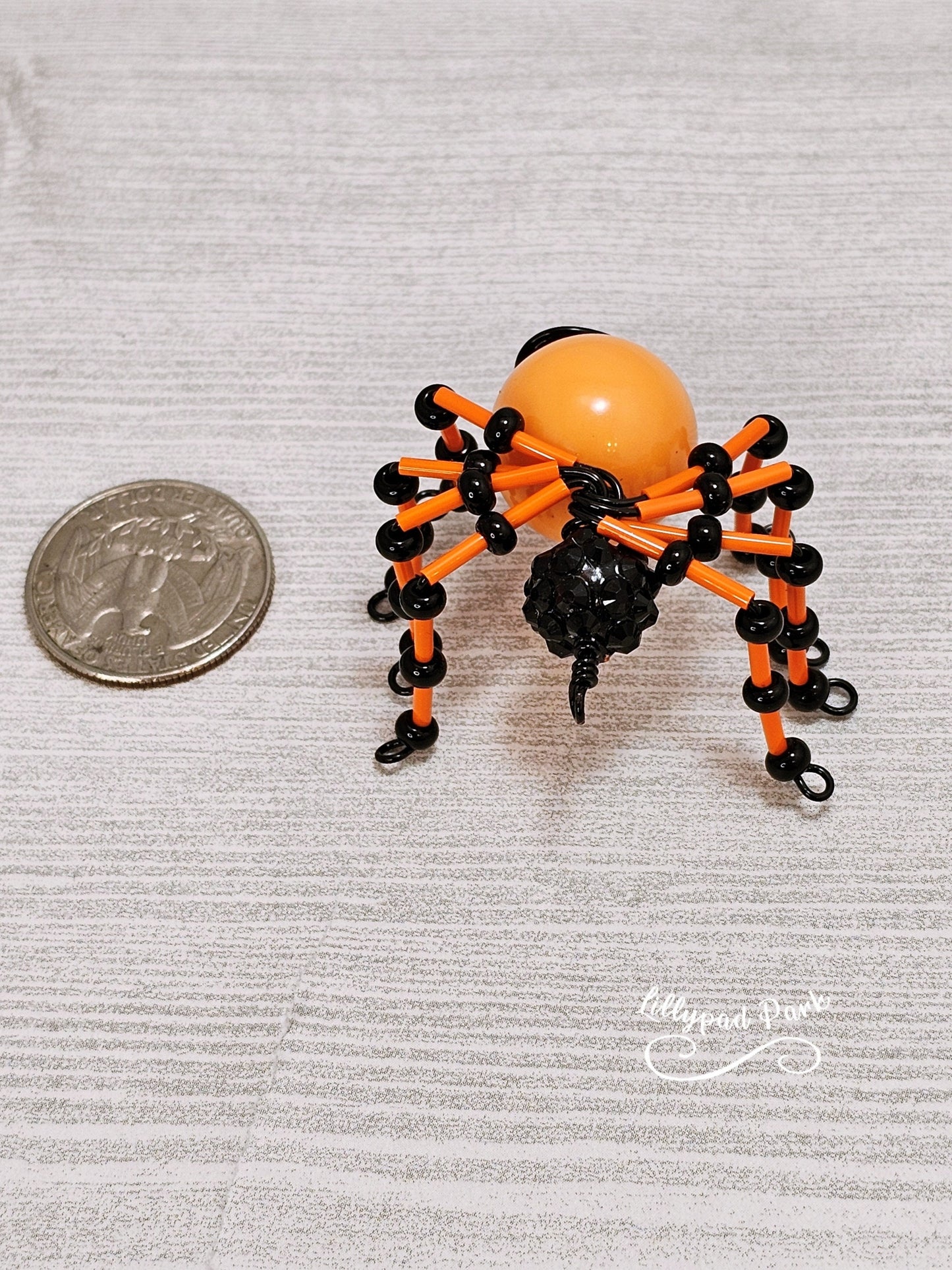 Orange Black Beaded Spider, Halloween Spider