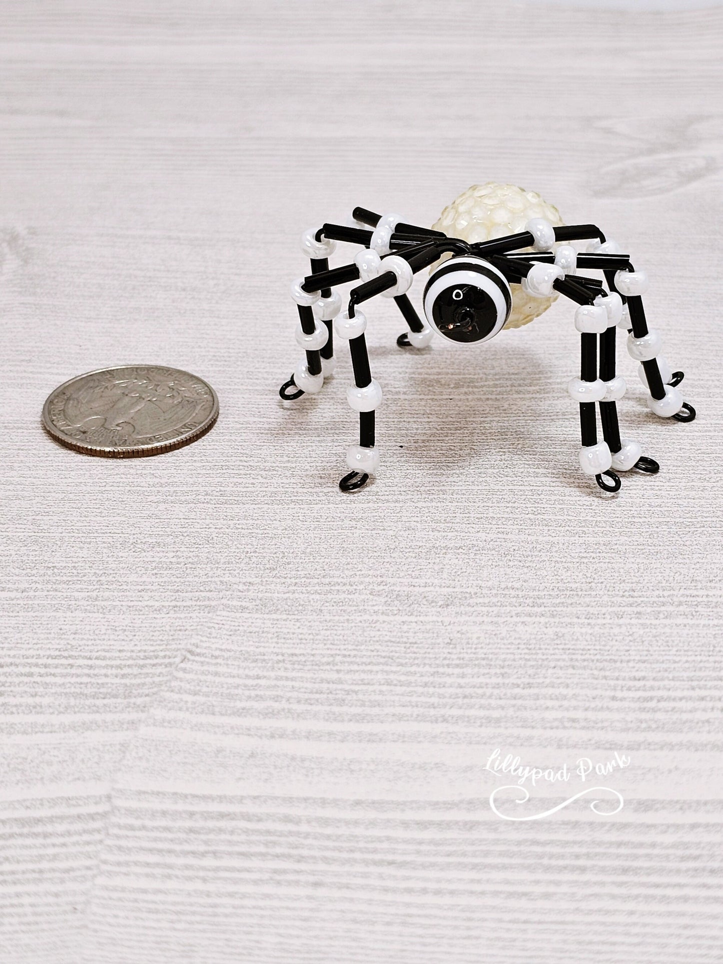 Black and White Beaded Spider, Halloween Spider