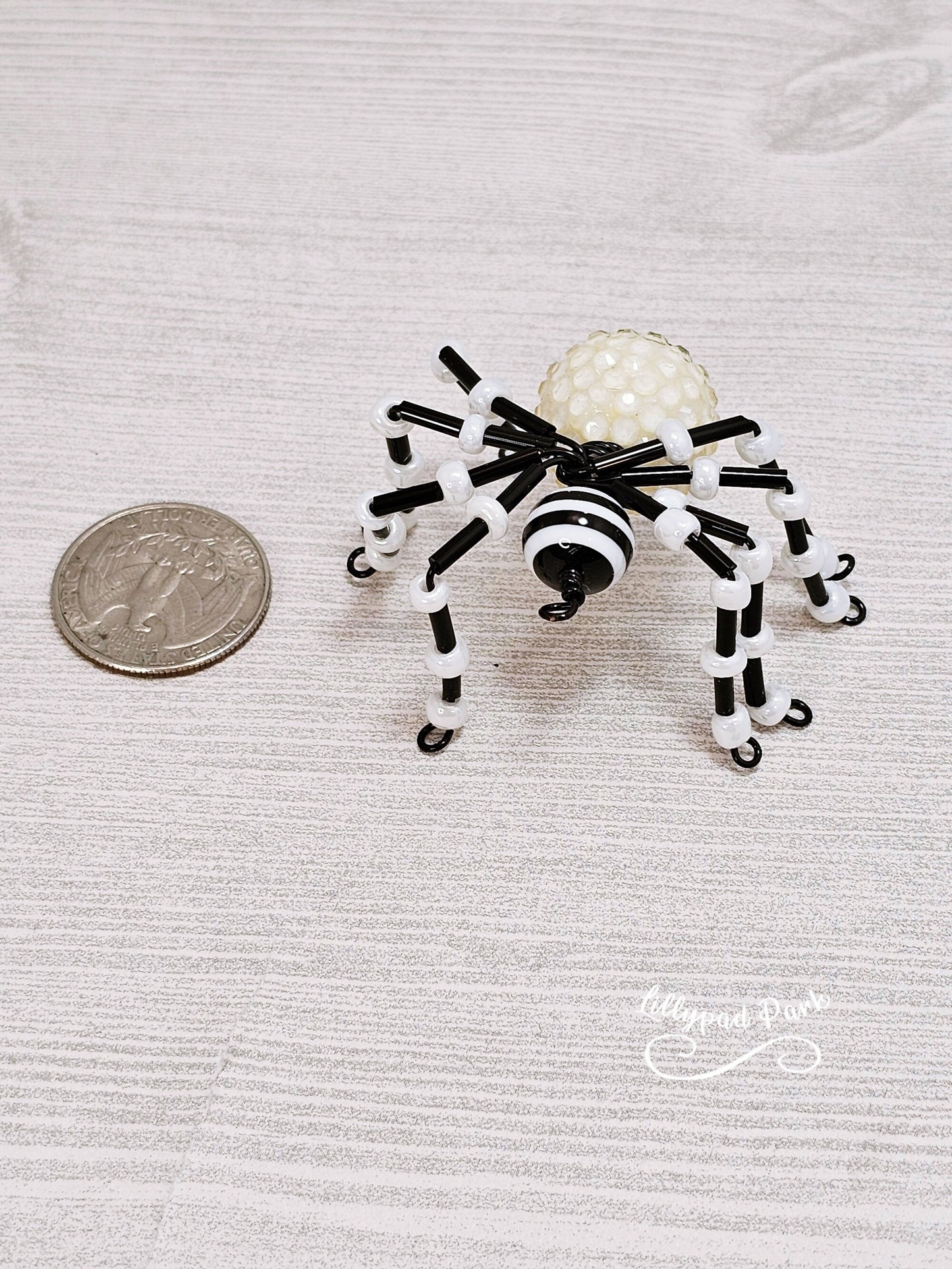 Black and White Beaded Spider, Halloween Spider