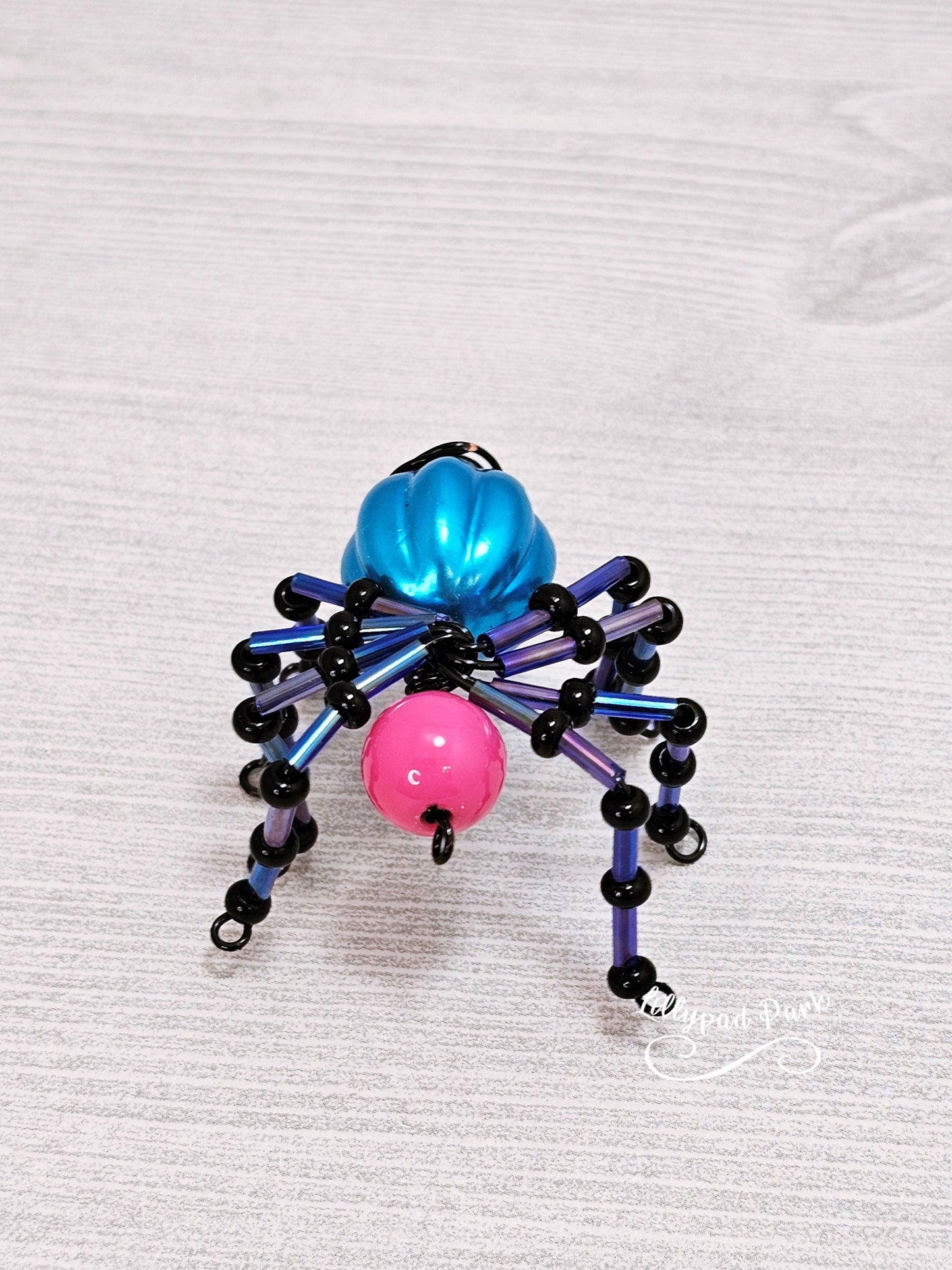 Pink, Blue and Black Beaded Spider