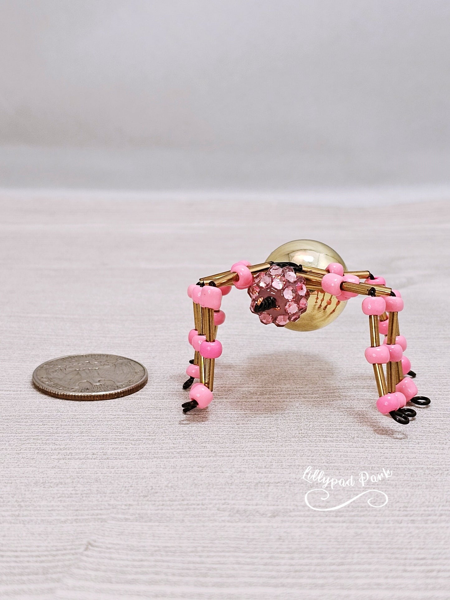 Pink and Gold Beaded Spider, Halloween Spider