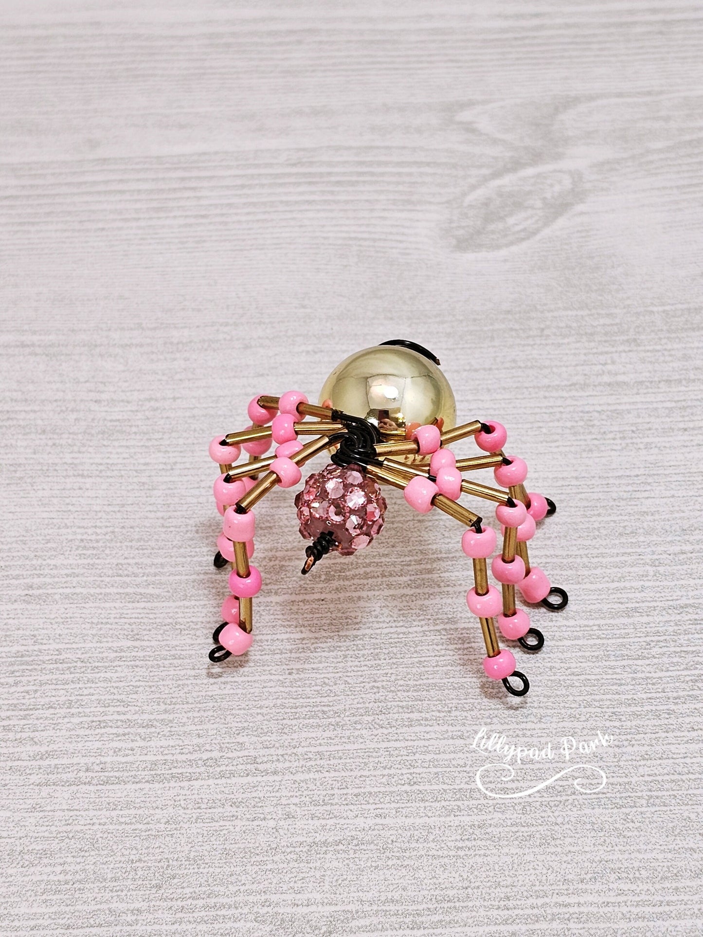 Pink and Gold Beaded Spider, Halloween Spider