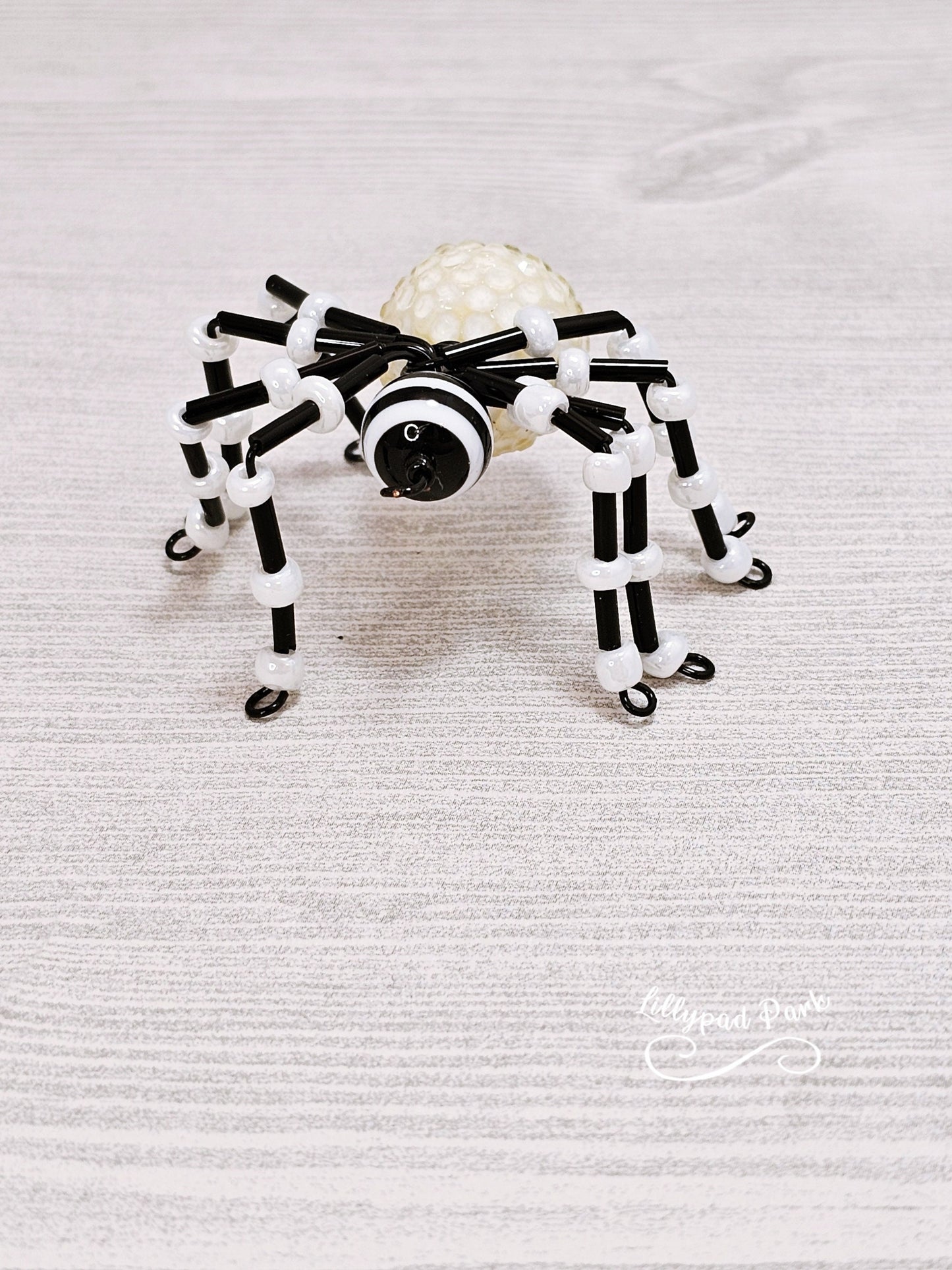 Black and White Beaded Spider, Halloween Spider