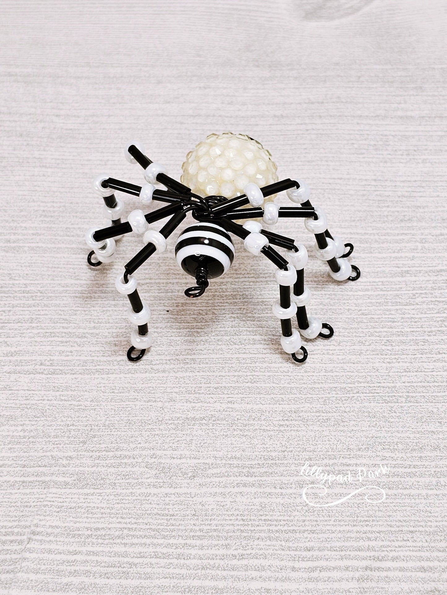 Black and White Beaded Spider, Halloween Spider