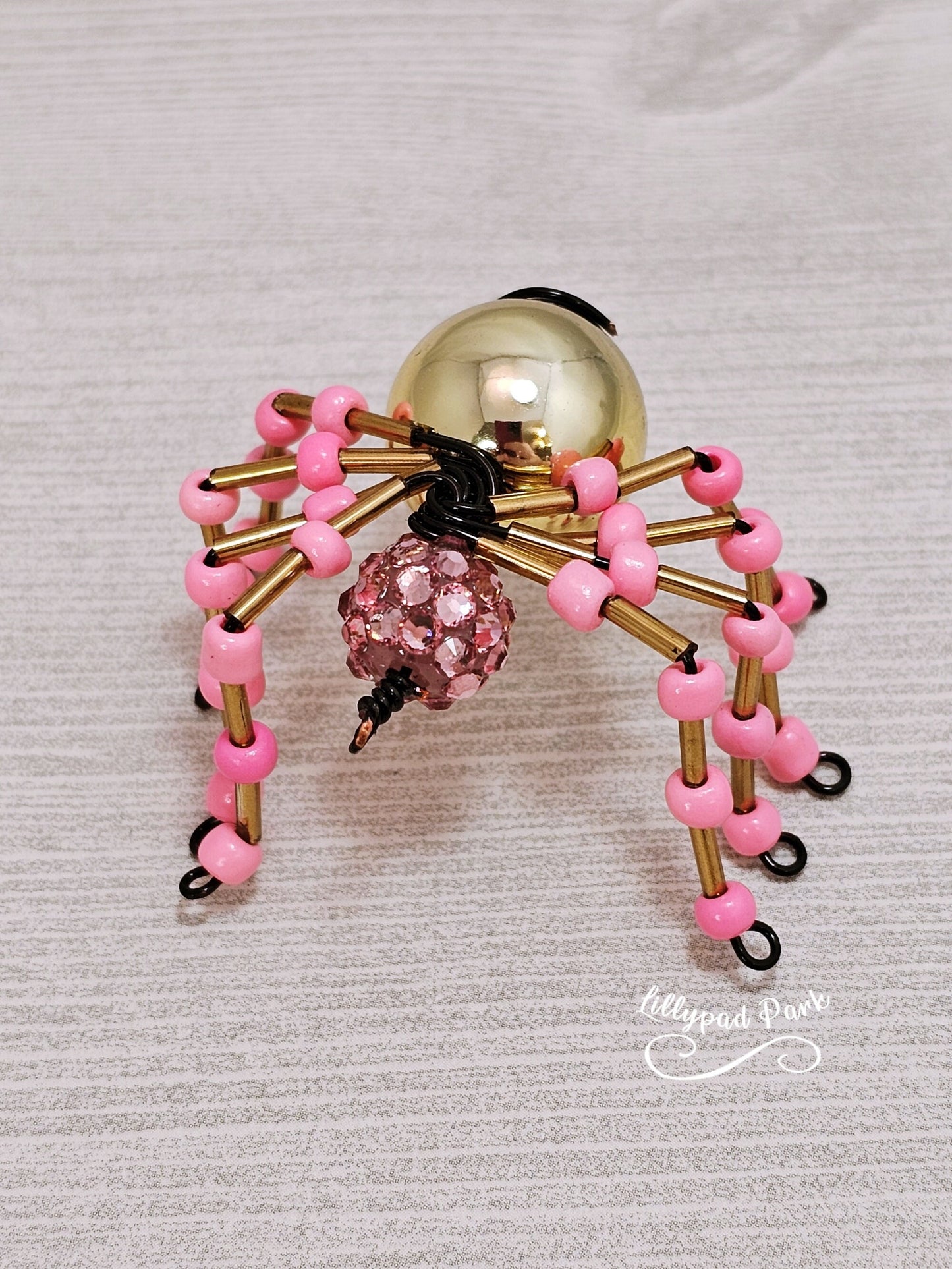 Pink and Gold Beaded Spider, Halloween Spider