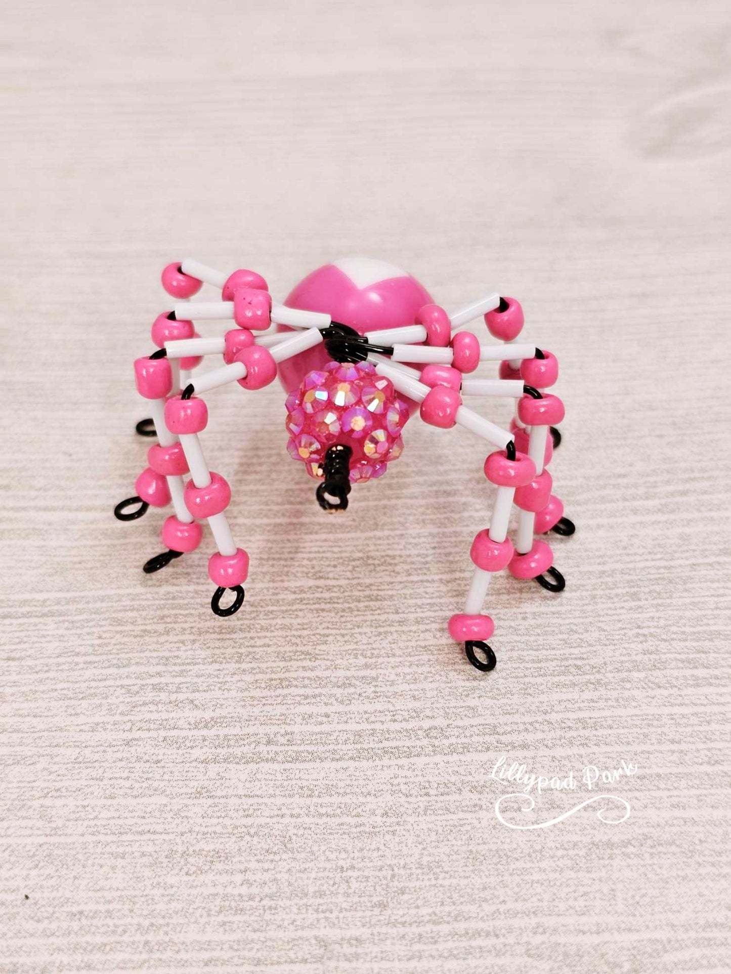 Pink Beaded Heart Spider