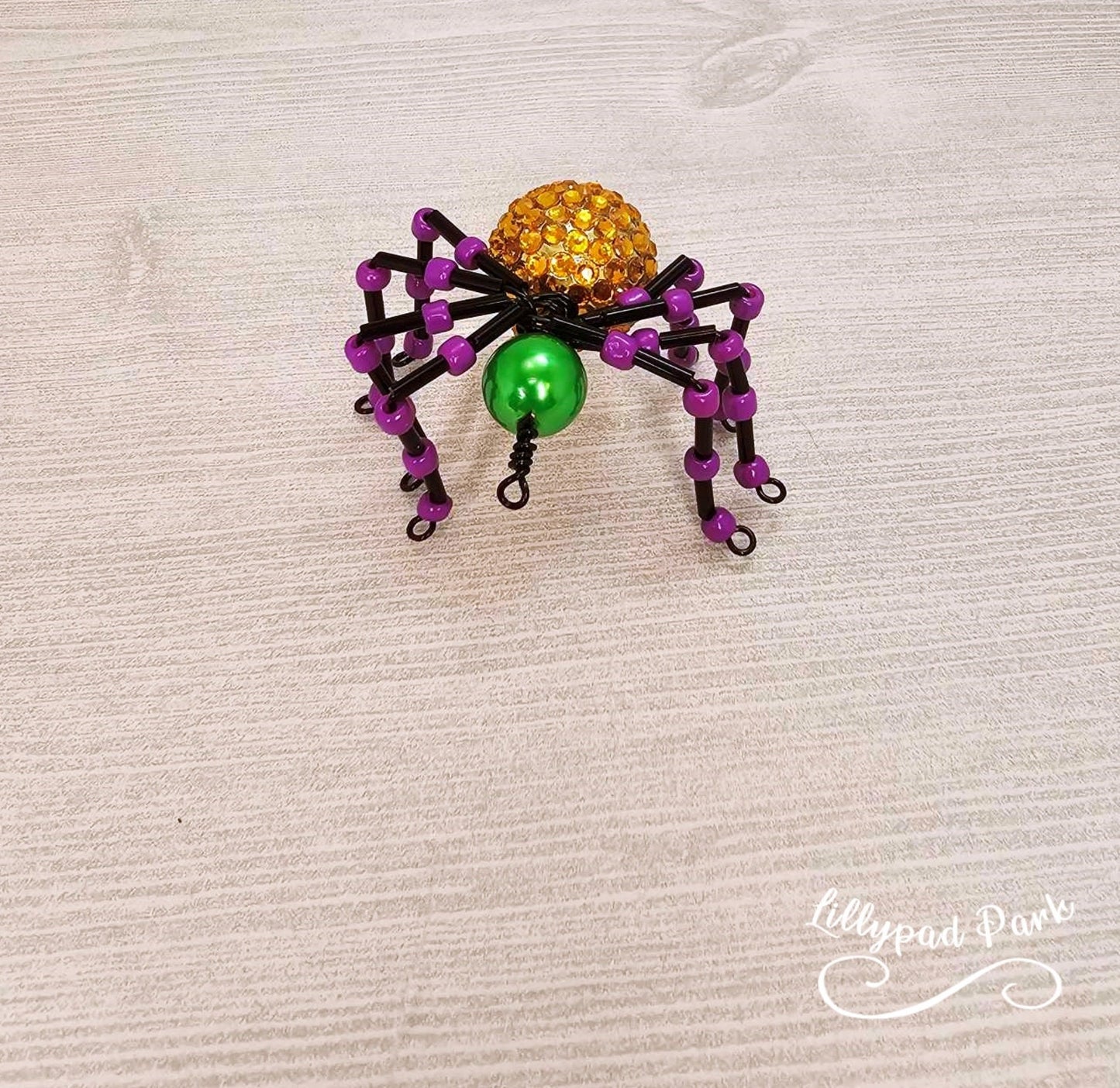 Green, Purple and Gold Mardi Gras Beaded Spider