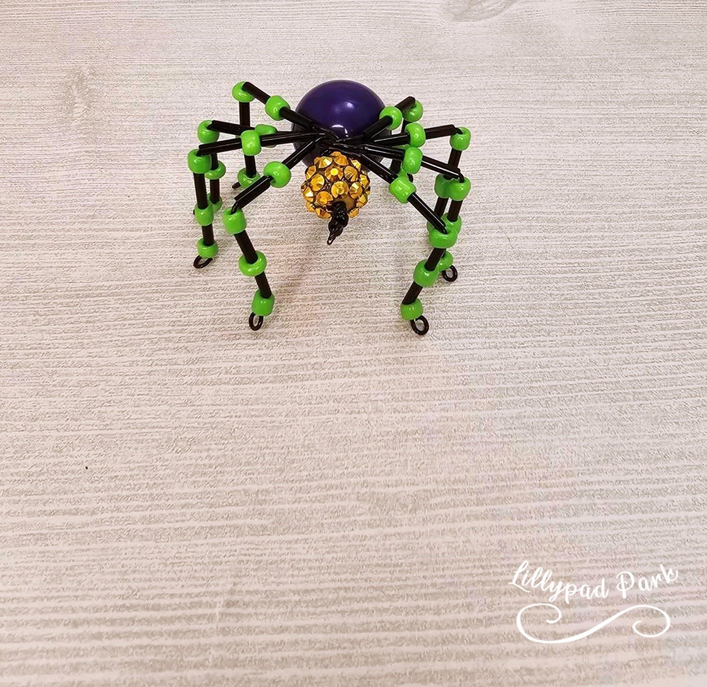 Green, Purple and Gold Mardi Gras Beaded Spider