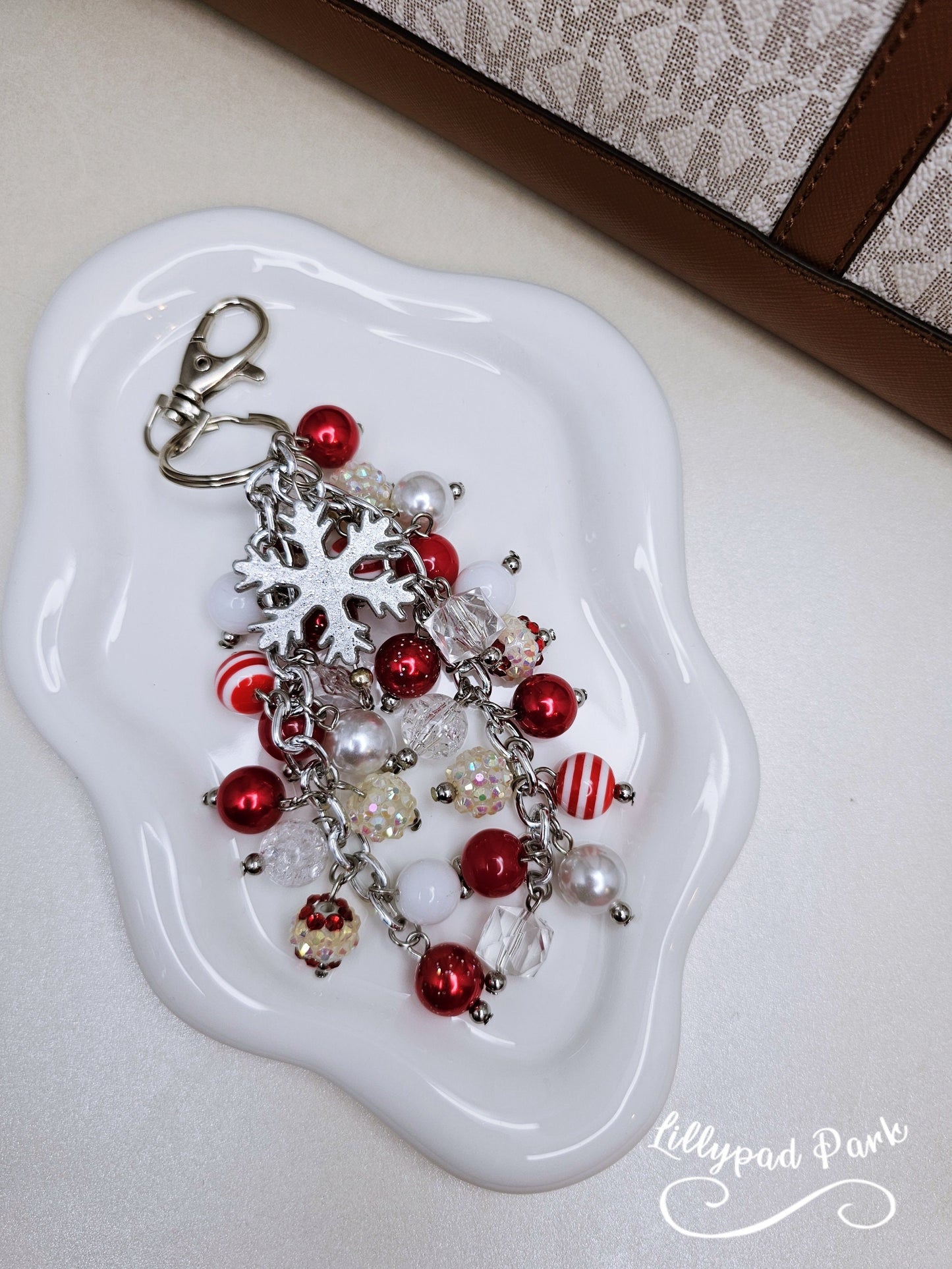 Snowflake Candy Cane Purse Charm