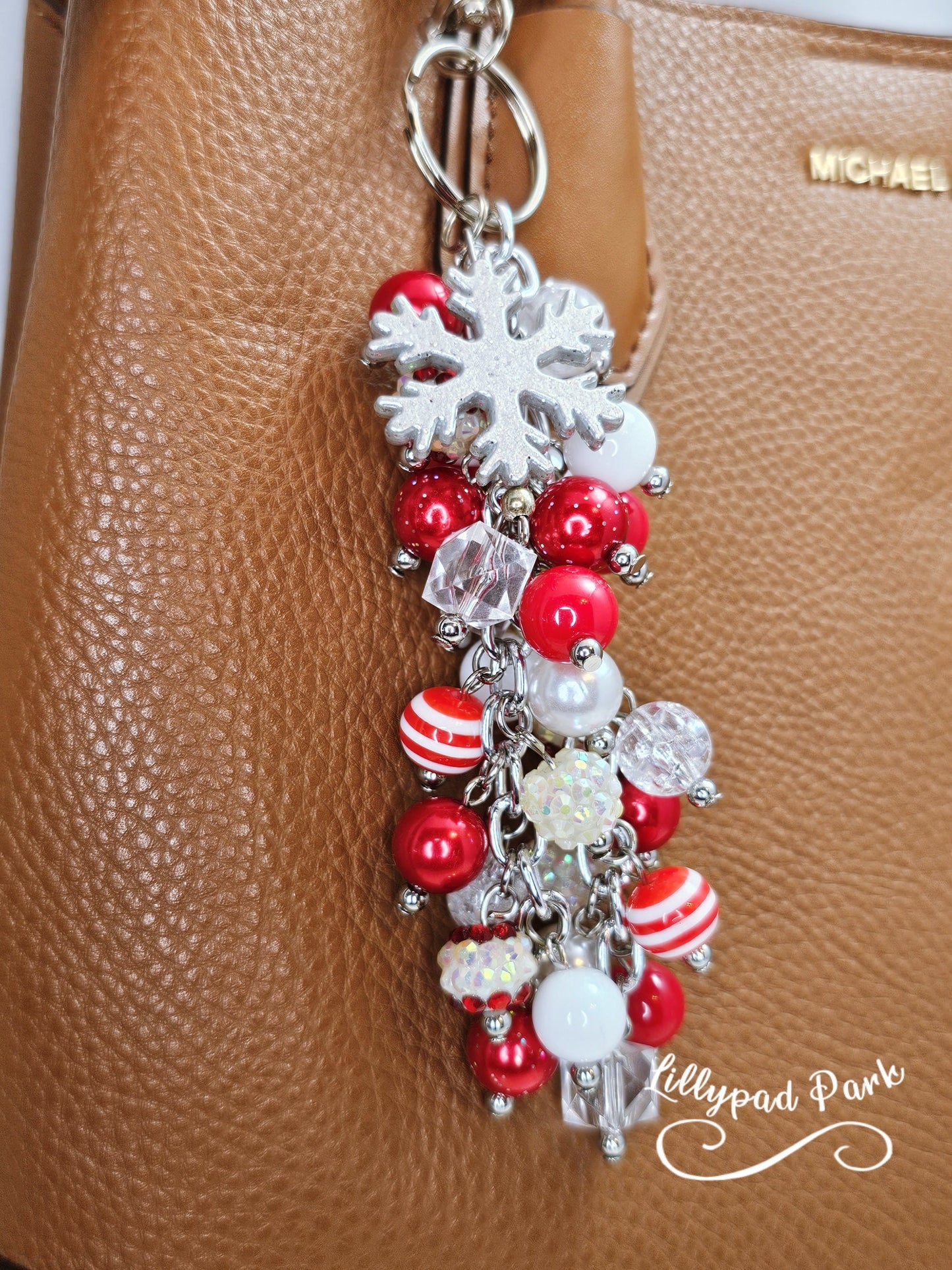 Snowflake Candy Cane Purse Charm