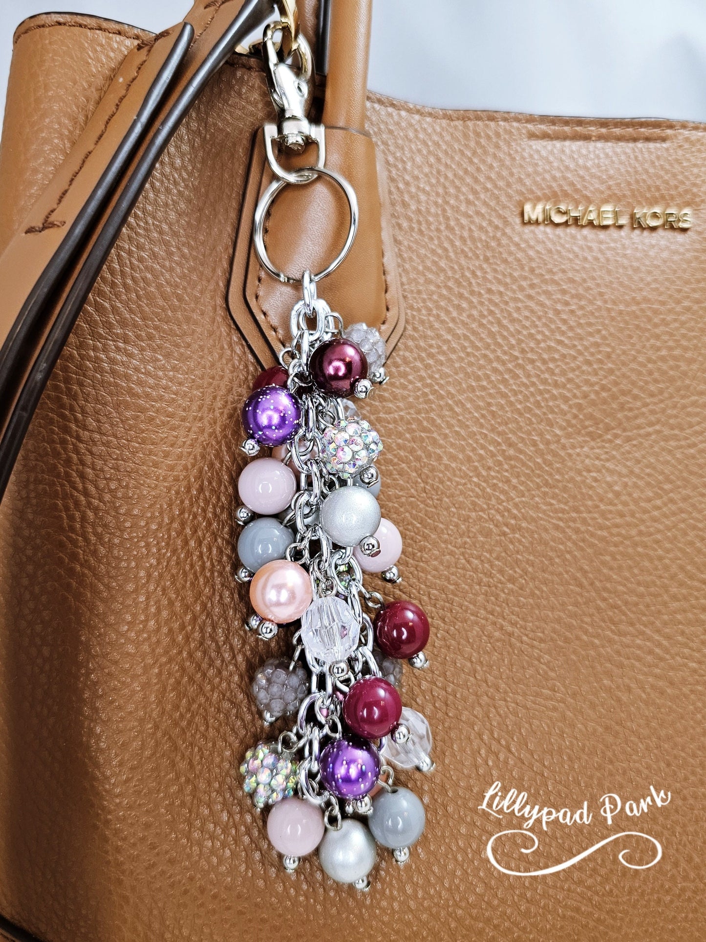 Crystal Plum Purse Charm