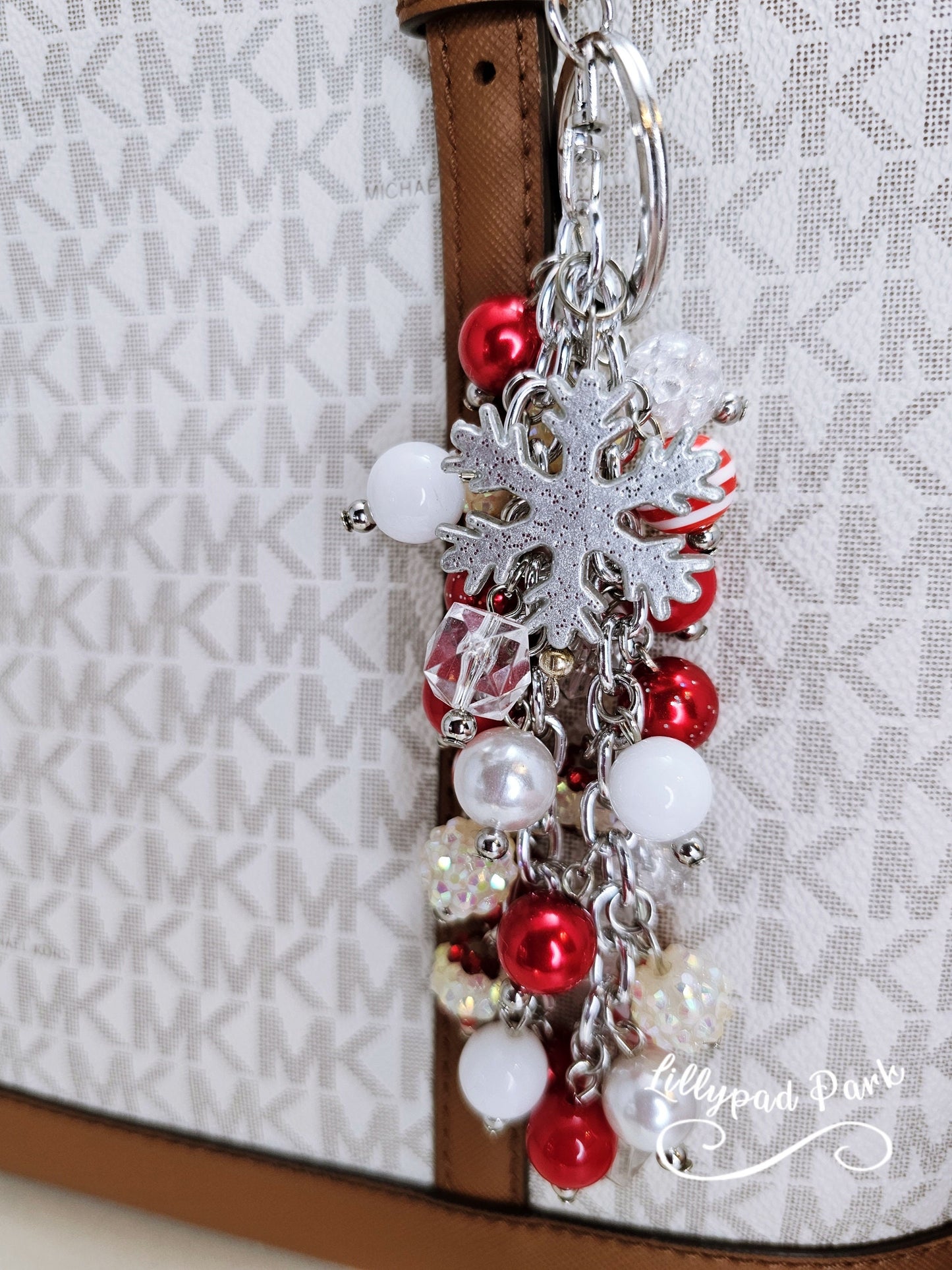 Snowflake Candy Cane Purse Charm
