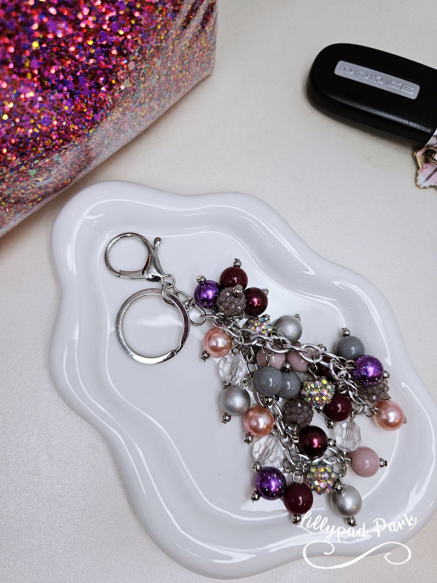 Crystal Plum Purse Charm