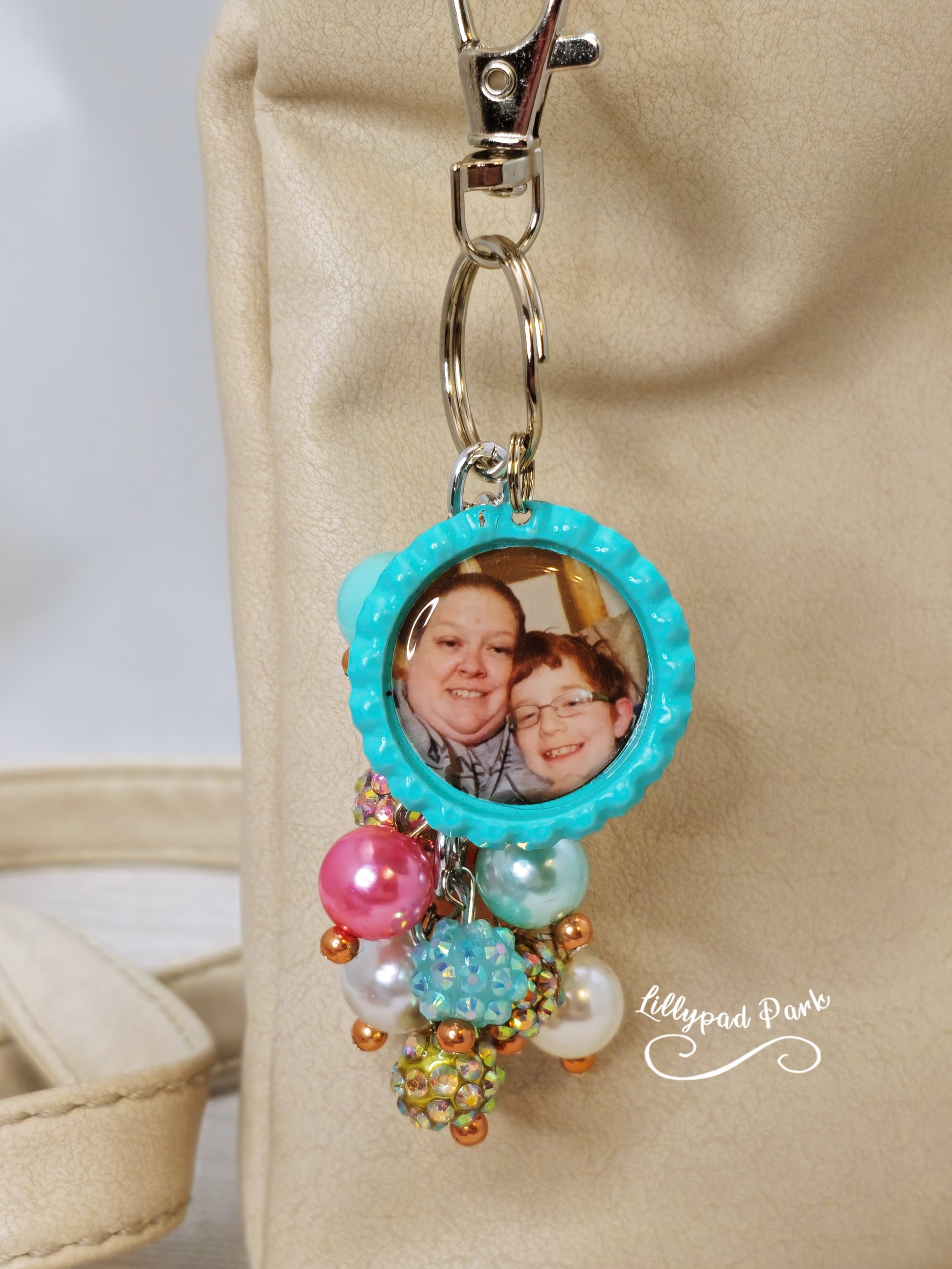 Handmade Beaded Mini Purse Charm or Bag Charm that dangles like a keychain