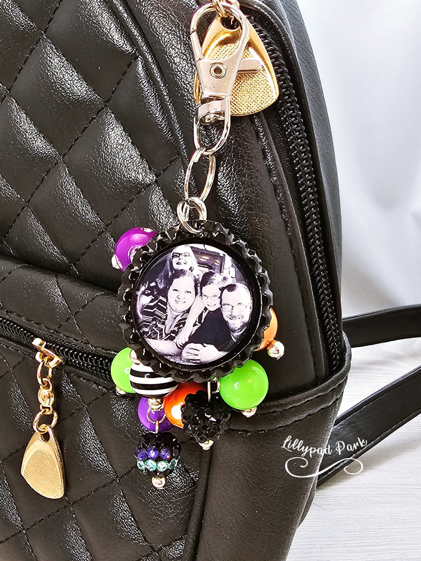 Handmade Beaded Mini Purse Charm or Bag Charm that dangles like a keychain