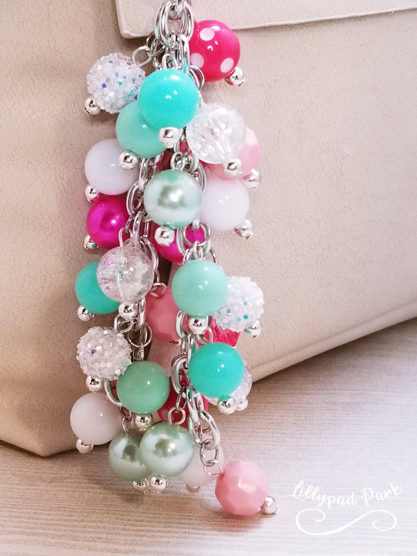 Handmade Beaded Purse Charm or Bag Charm that dangles like a keychain