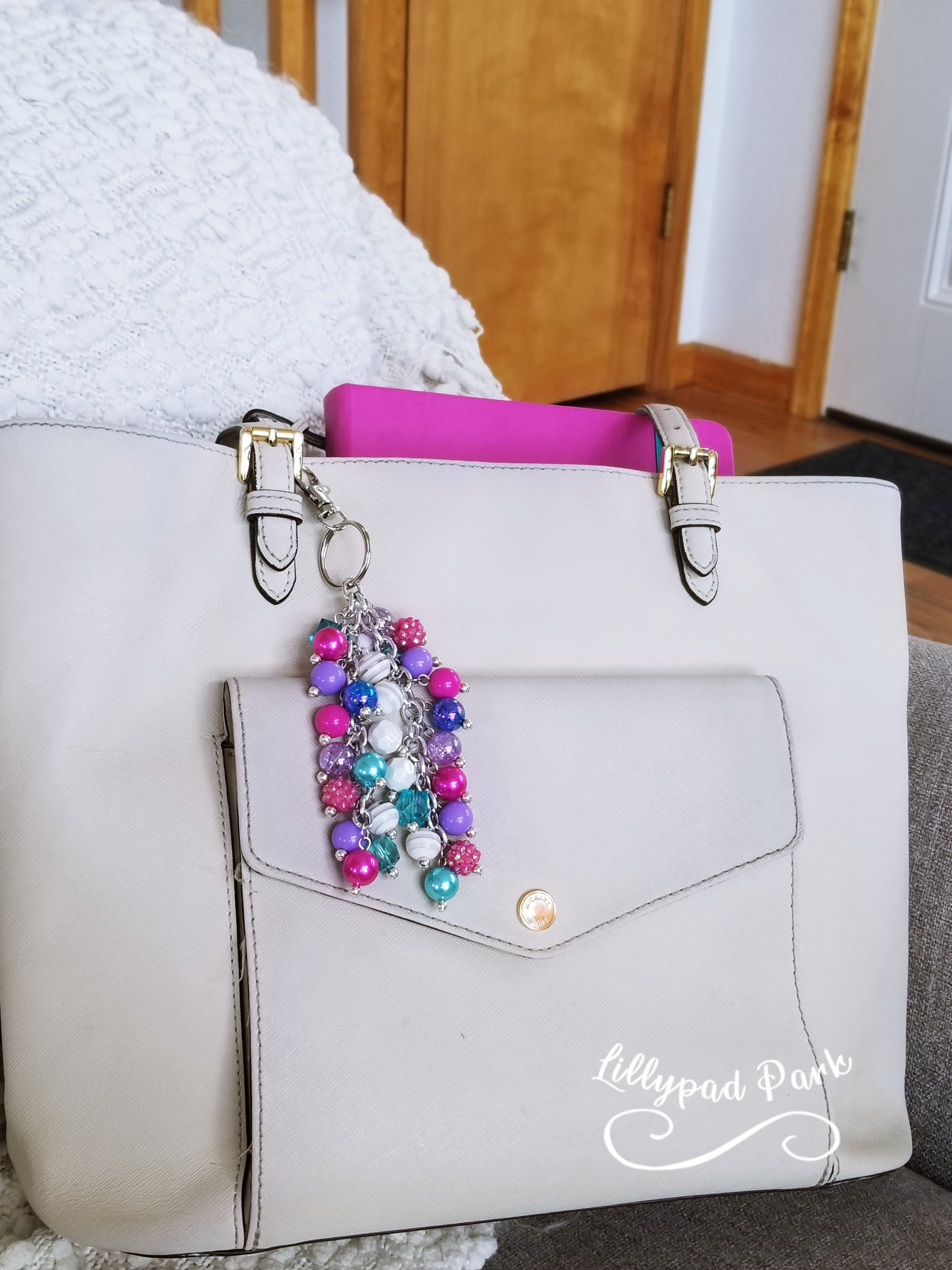 Handmade Beaded Purse Charm or Bag Charm that dangles like a keychain